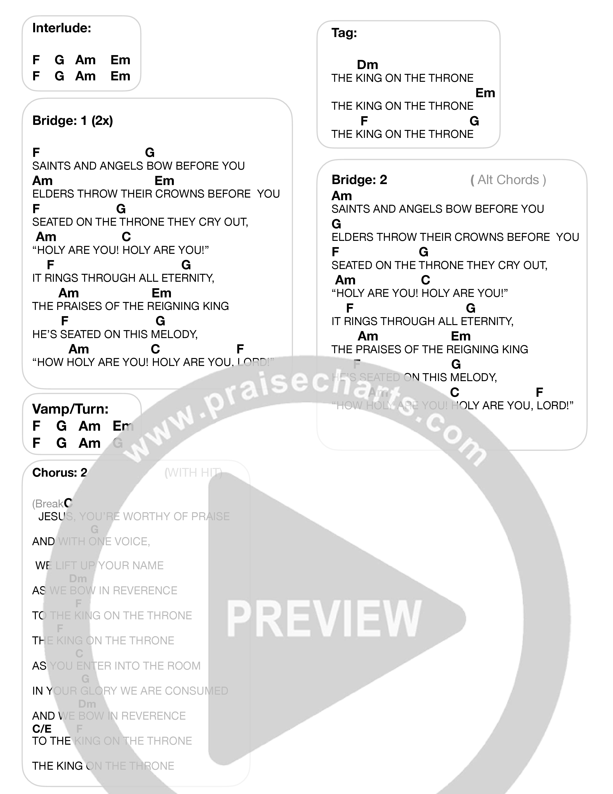 King On The Throne (Live) Chord Chart (Covenant Worship)