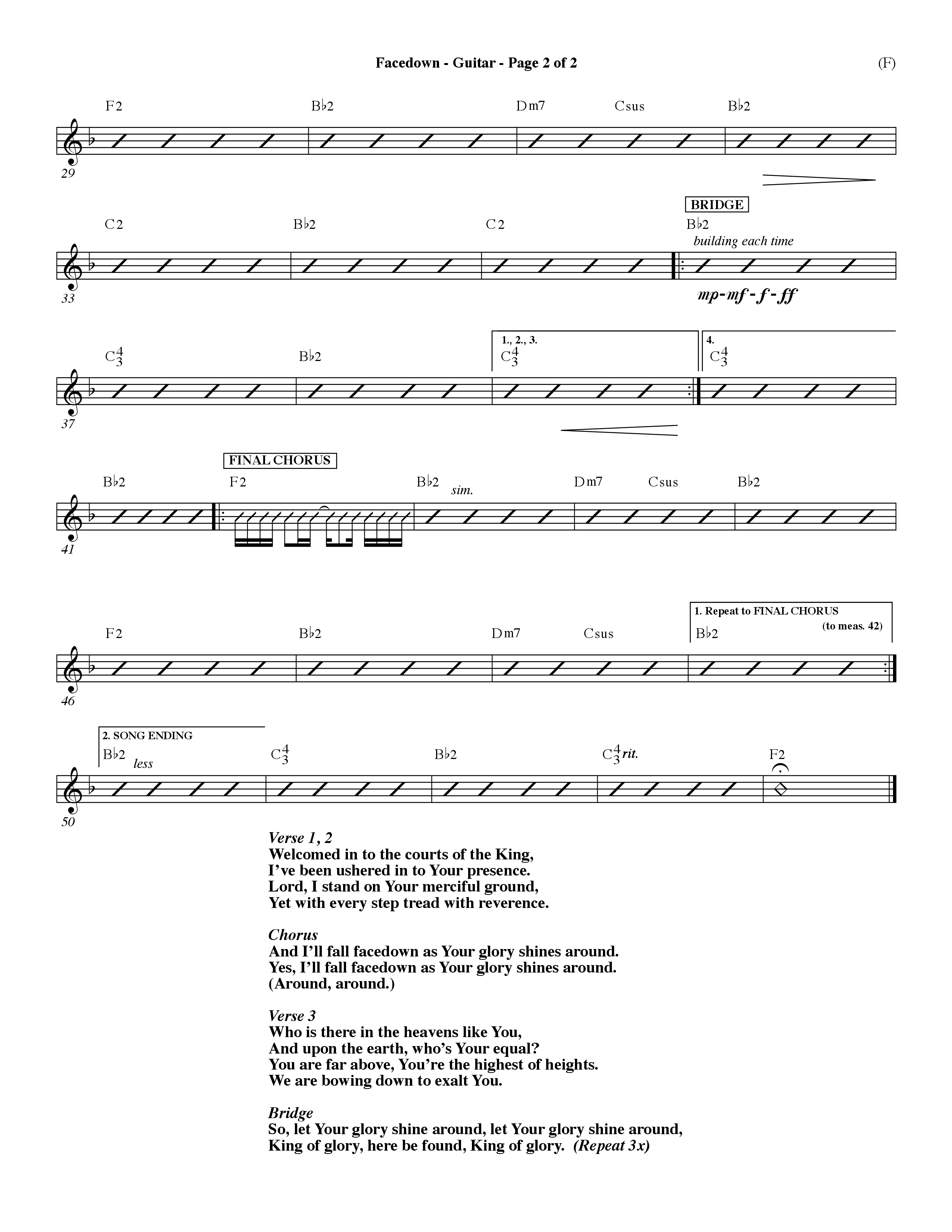 Facedown (Choral Anthem SATB) Acoustic Guitar (Word Music Choral / Orch. Dave Williamson)