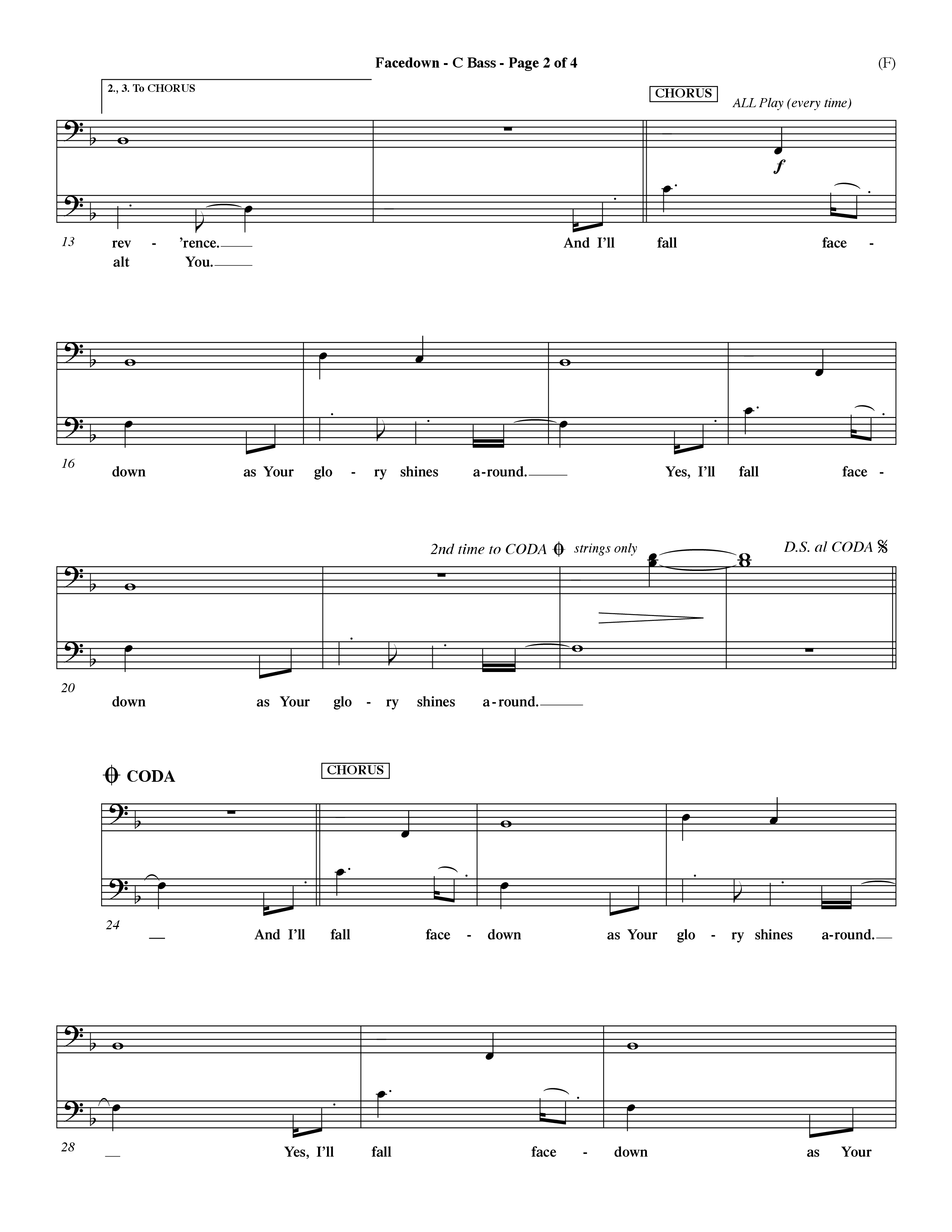 Facedown (Choral Anthem SATB) Contrabass (Word Music Choral / Orch. Dave Williamson)