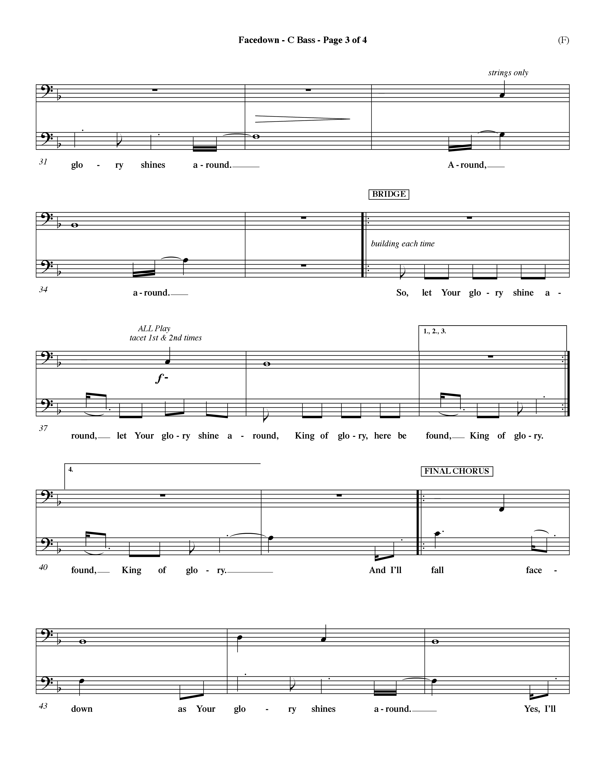 Facedown (Choral Anthem SATB) Contrabass (Word Music Choral / Orch. Dave Williamson)