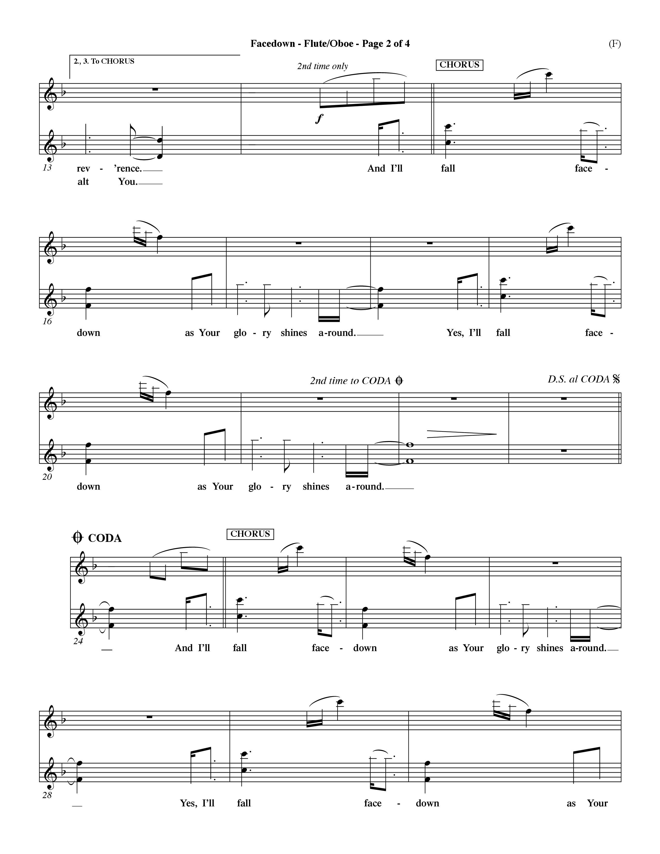 Facedown (Choral Anthem SATB) Flute/Oboe (Word Music Choral / Orch. Dave Williamson)