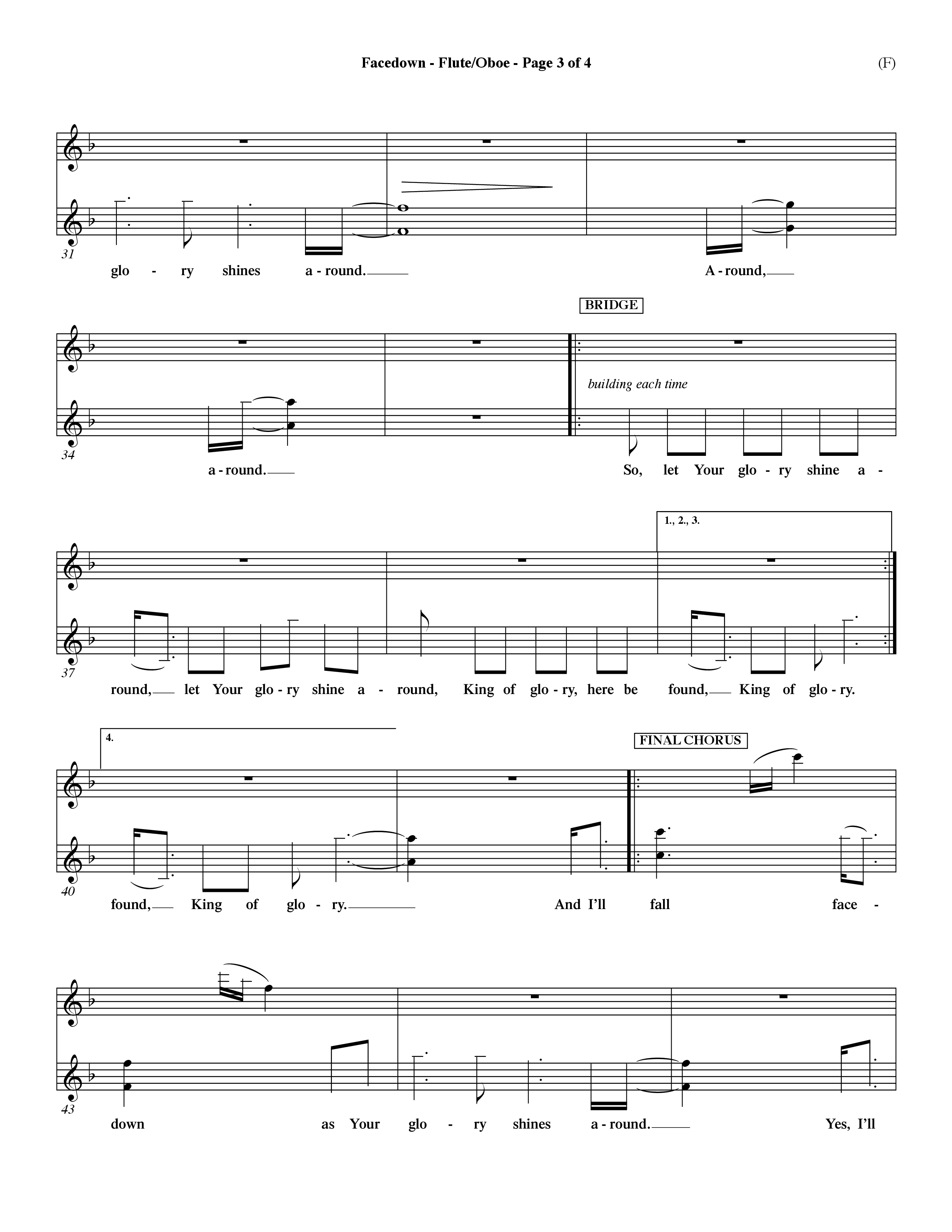 Facedown (Choral Anthem SATB) Flute/Oboe (Word Music Choral / Orch. Dave Williamson)