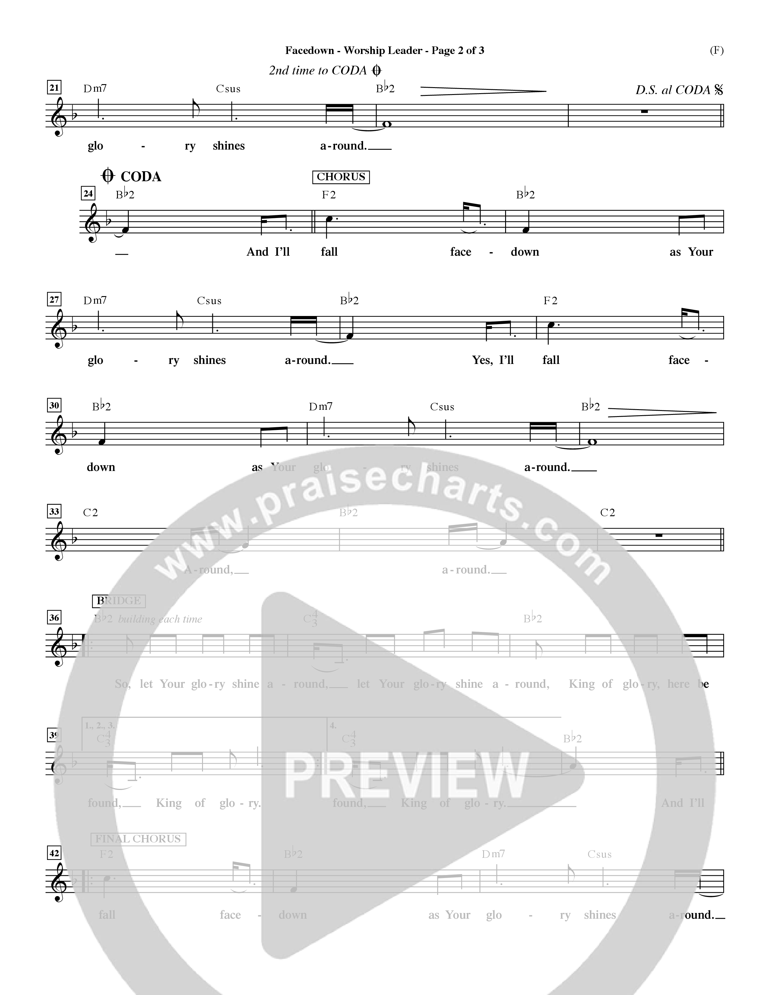 Facedown (Choral Anthem SATB) Lead Sheet (Mel) (Word Music Choral / Orch. Dave Williamson)