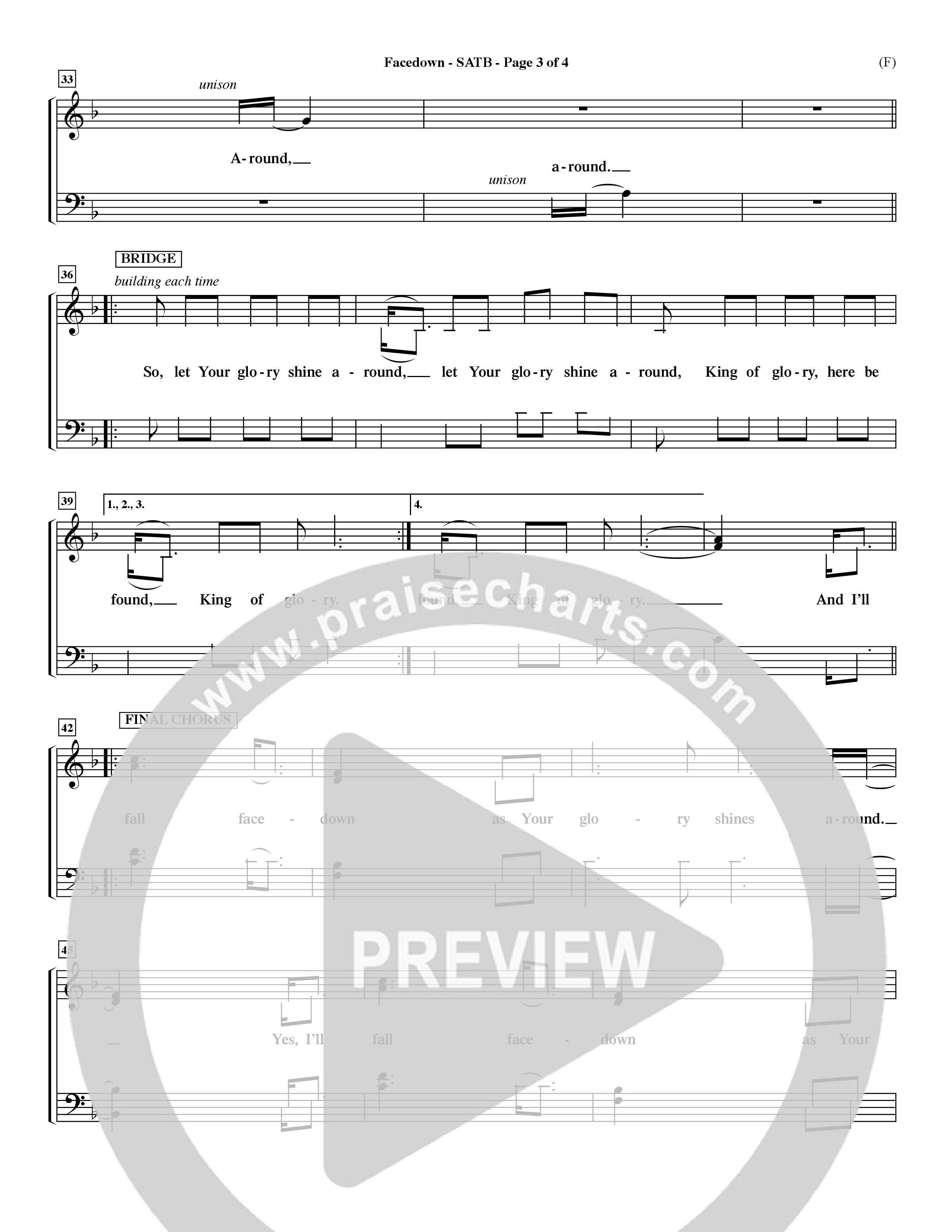 Facedown (Choral Anthem SATB) Keyboard/Vocal (SATB) (Word Music Choral / Orch. Dave Williamson)