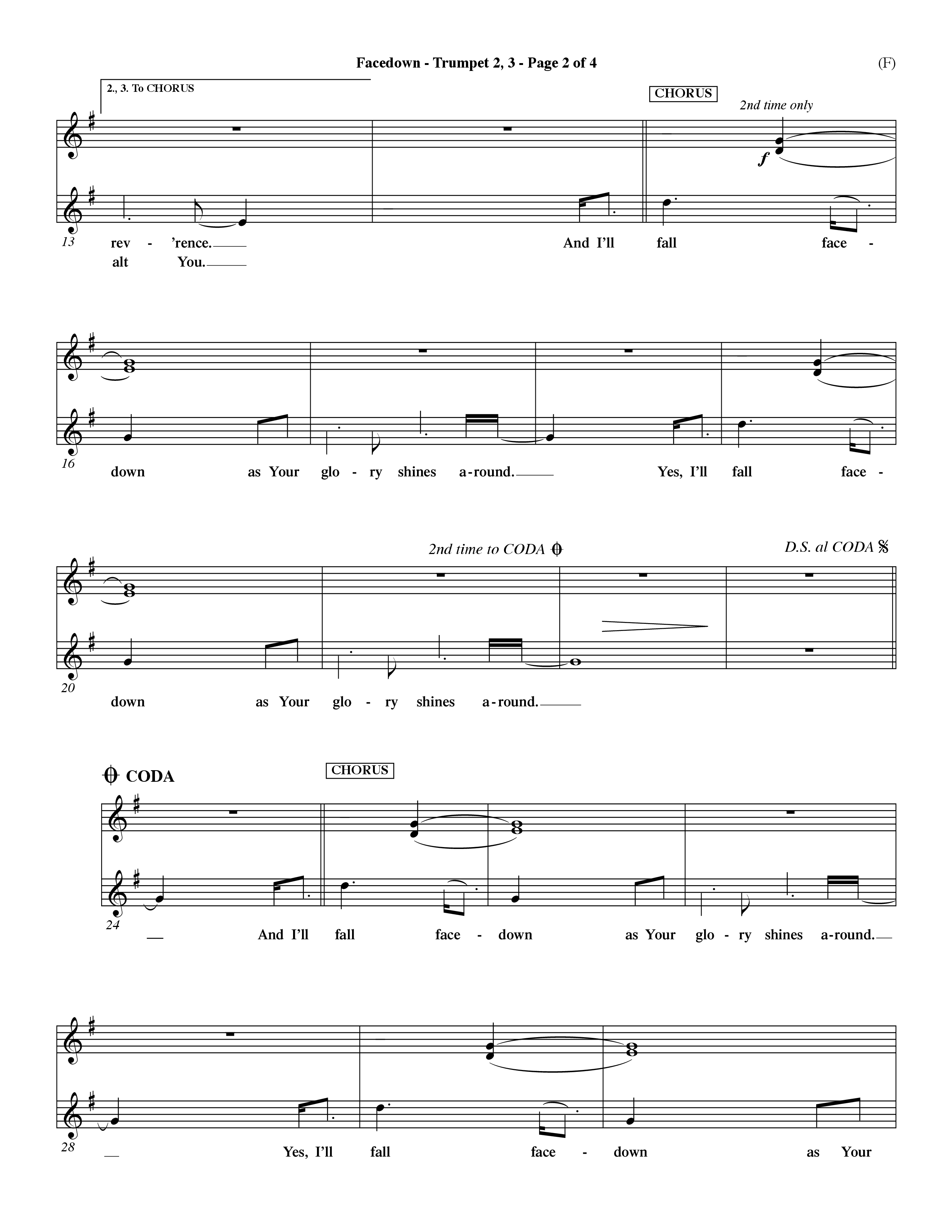 Facedown (Choral Anthem SATB) Trumpet 2/3 (Word Music Choral / Orch. Dave Williamson)
