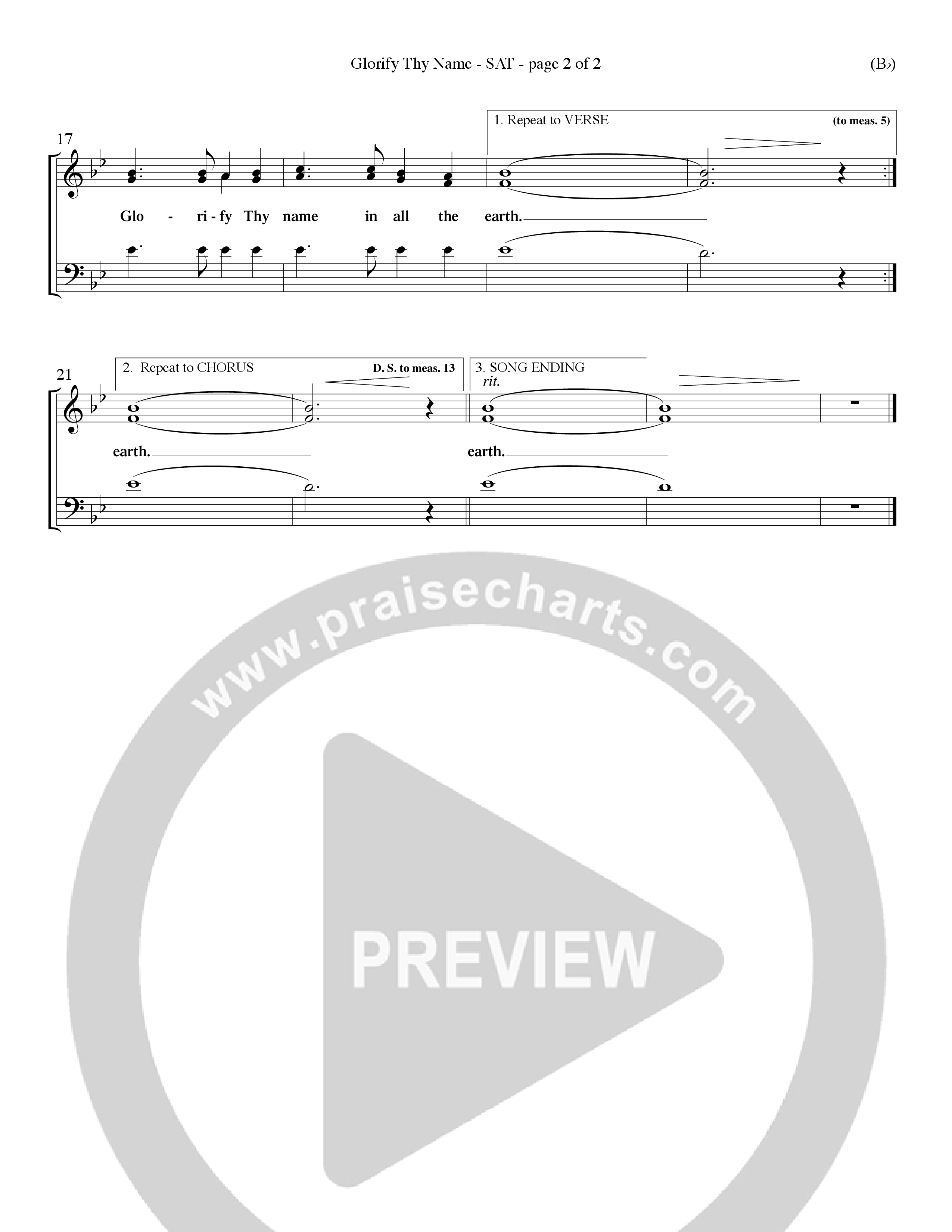 Glorify Thy Name (Choral Anthem SATB) Lead Sheet (SAT) (Word Music Choral / Orch. Billy Payne / Orch. Wayne Yankie)