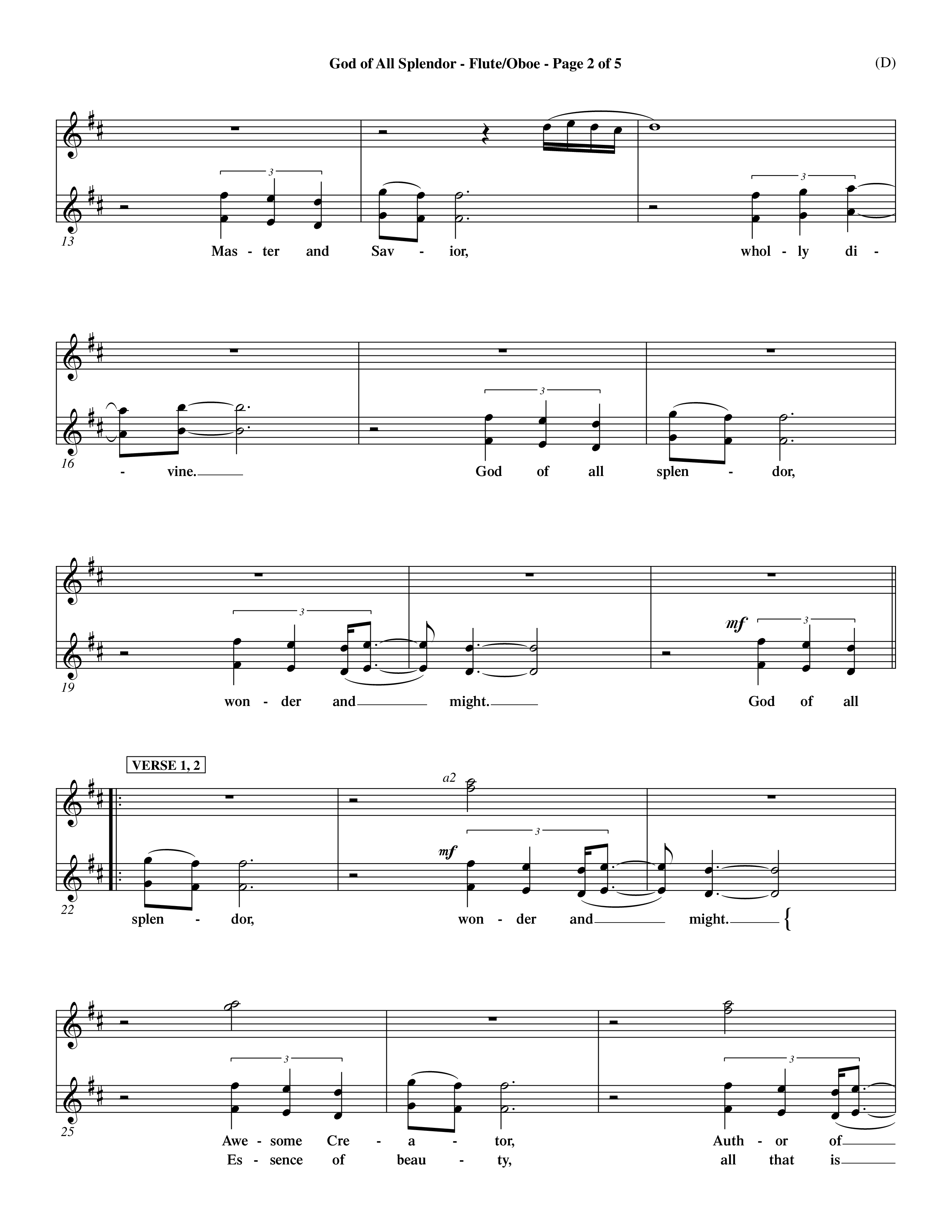 God Of All Splendor (Choral Anthem SATB) Flute/Oboe (Word Music Choral / Orch. Dave Williamson)