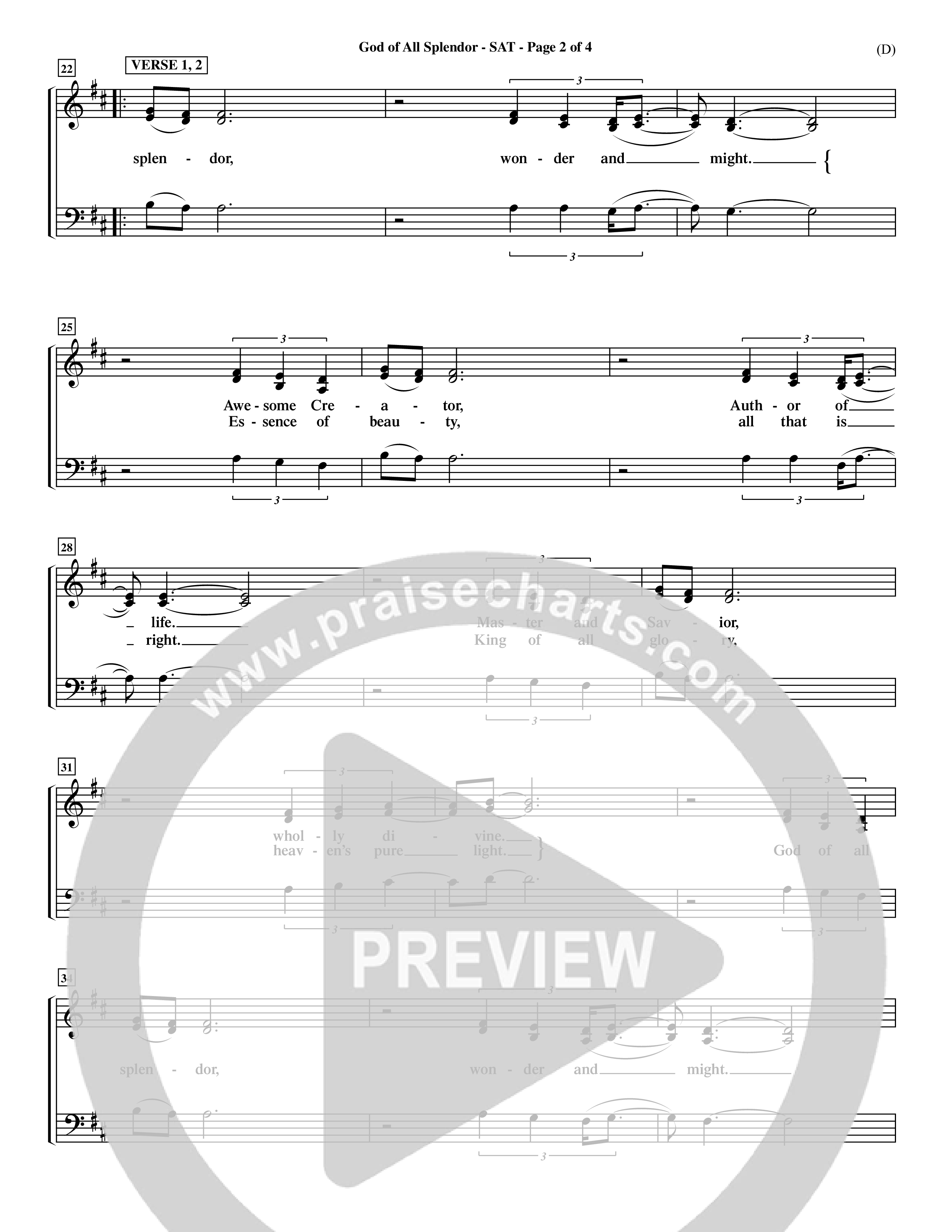 God Of All Splendor (Choral Anthem SATB) Lead Sheet (SAT) (Word Music Choral / Orch. Dave Williamson)