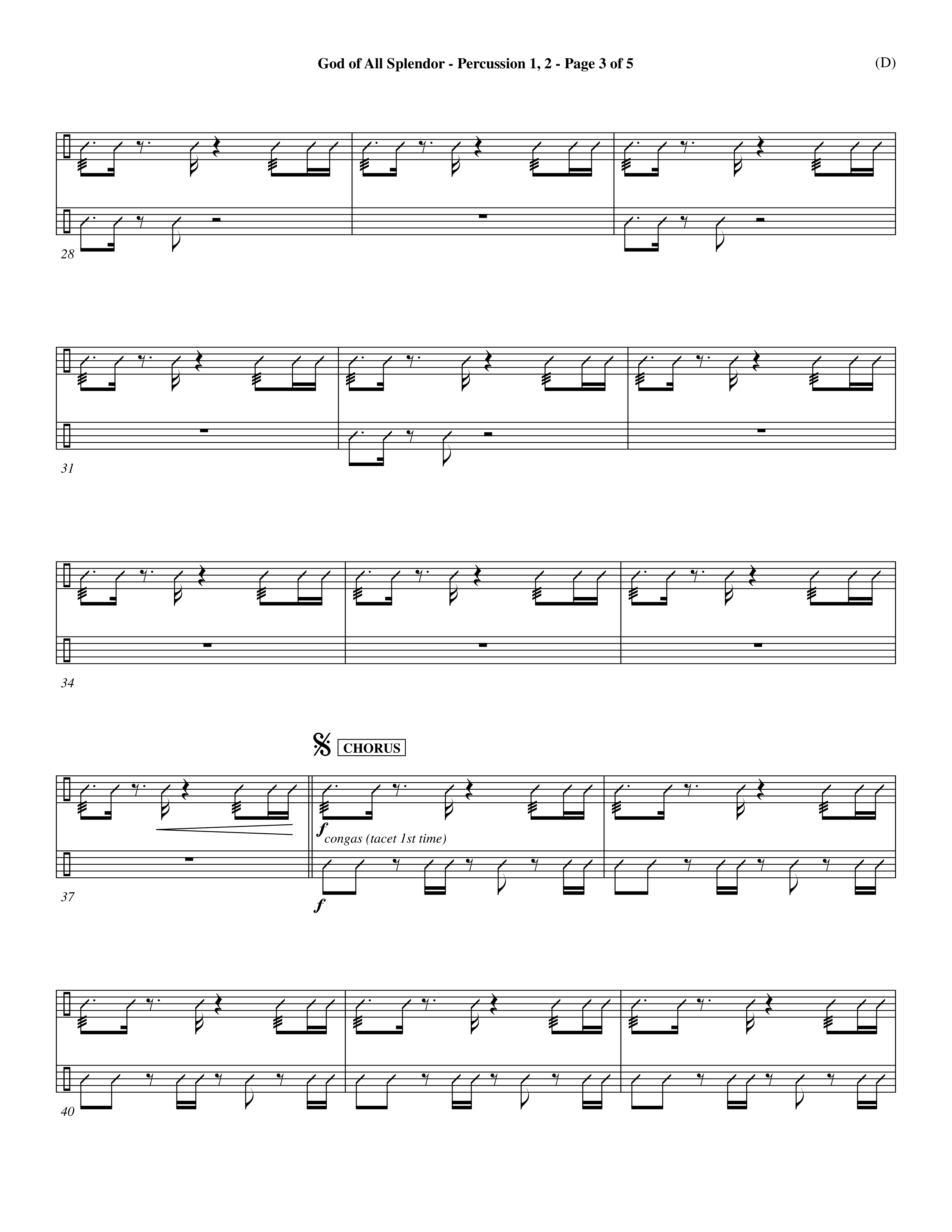 God Of All Splendor (Choral Anthem SATB) Percussion 1/2 (Word Music Choral / Orch. Dave Williamson)
