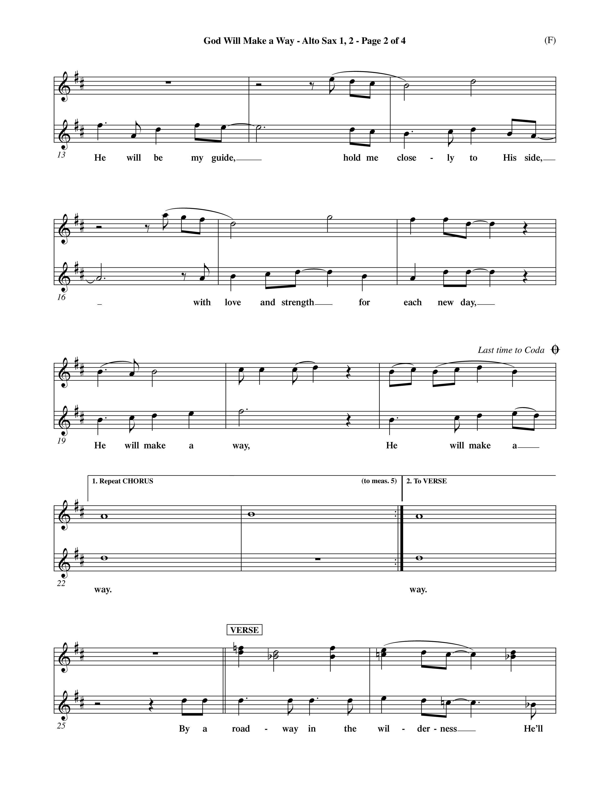 God Will Make A Way (Choral Anthem SATB) Alto Sax 1/2 (Word Music Choral / Orch. Andrew High / Orch. Shaun Walvoord)