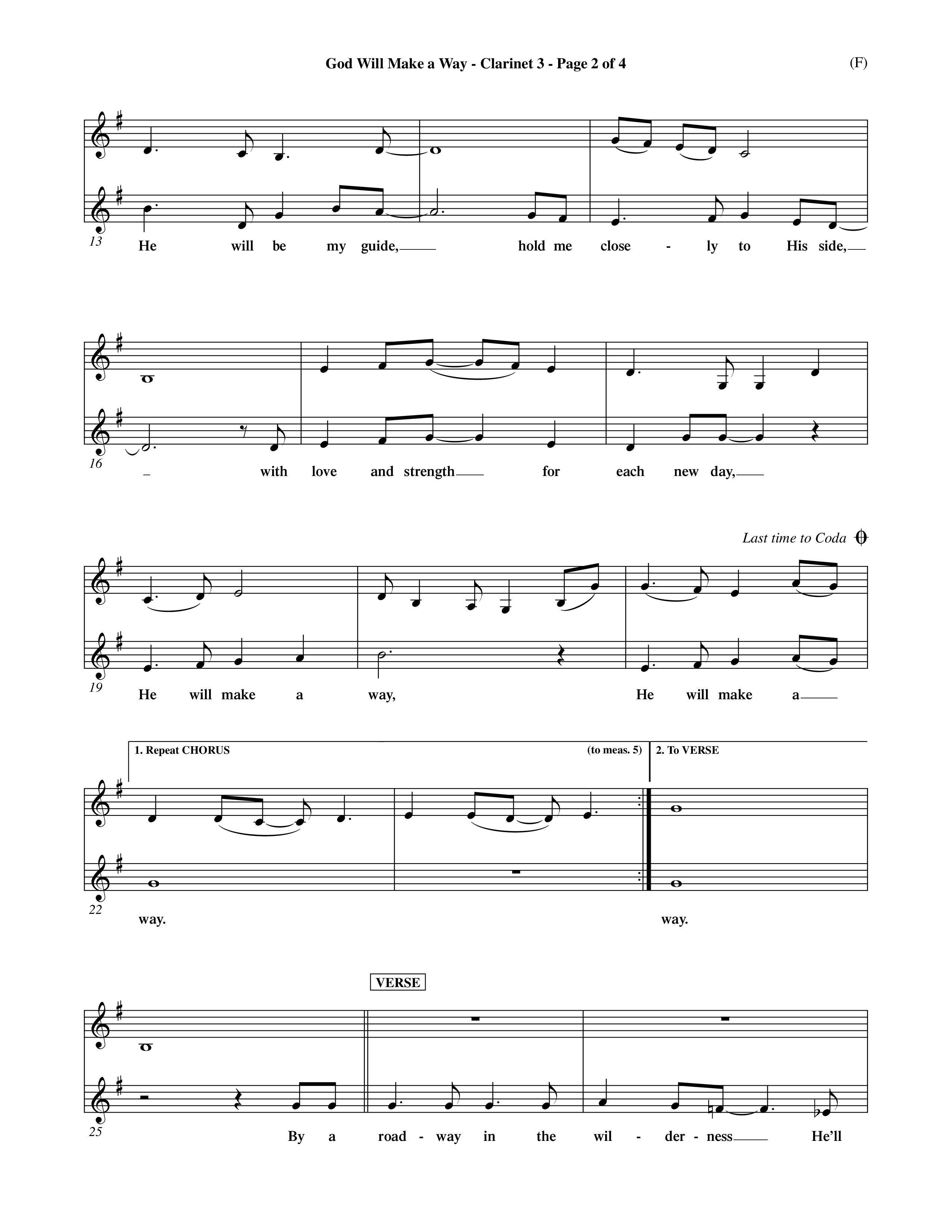 God Will Make A Way (Choral Anthem SATB) Clarinet 3 (Word Music Choral / Orch. Andrew High / Orch. Shaun Walvoord)