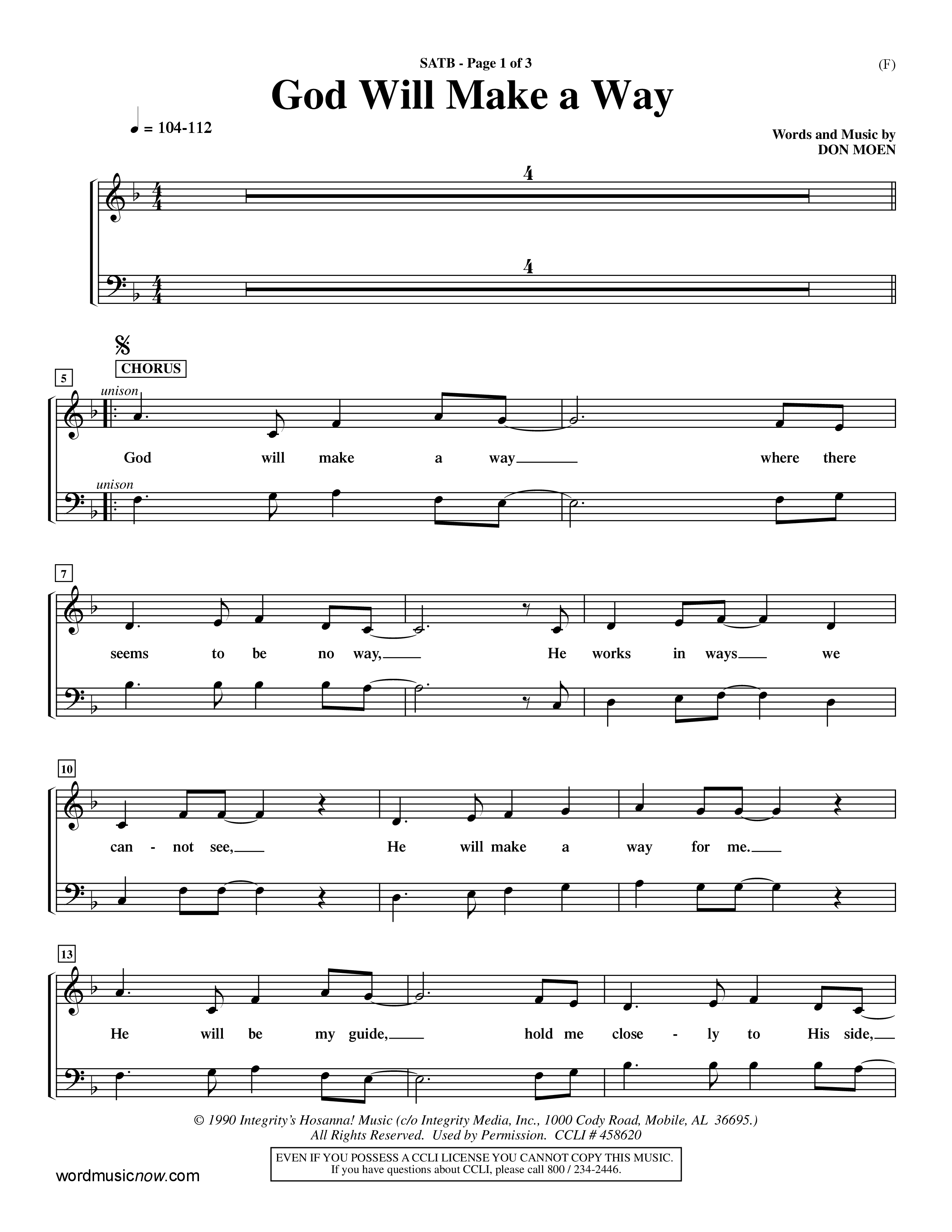 God Will Make A Way (Choral Anthem SATB) Keyboard/Vocal (SATB) (Word Music Choral / Orch. Andrew High / Orch. Shaun Walvoord)