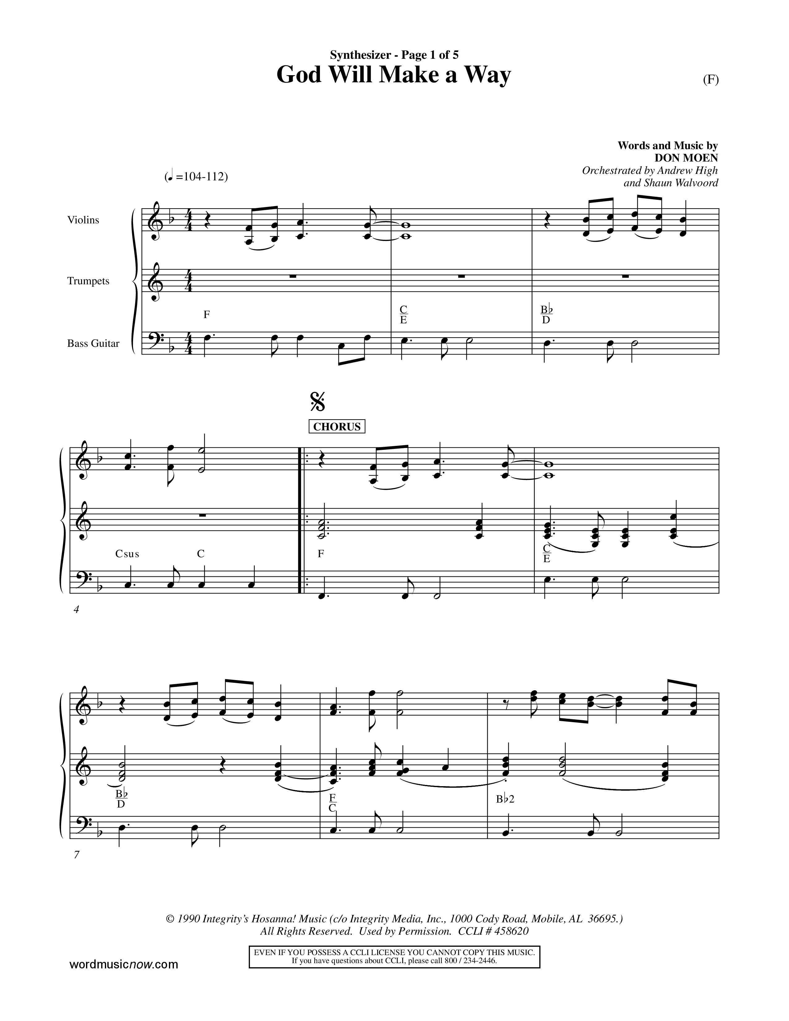 God Will Make A Way (Choral Anthem SATB) Synth (Word Music Choral / Orch. Andrew High / Orch. Shaun Walvoord)