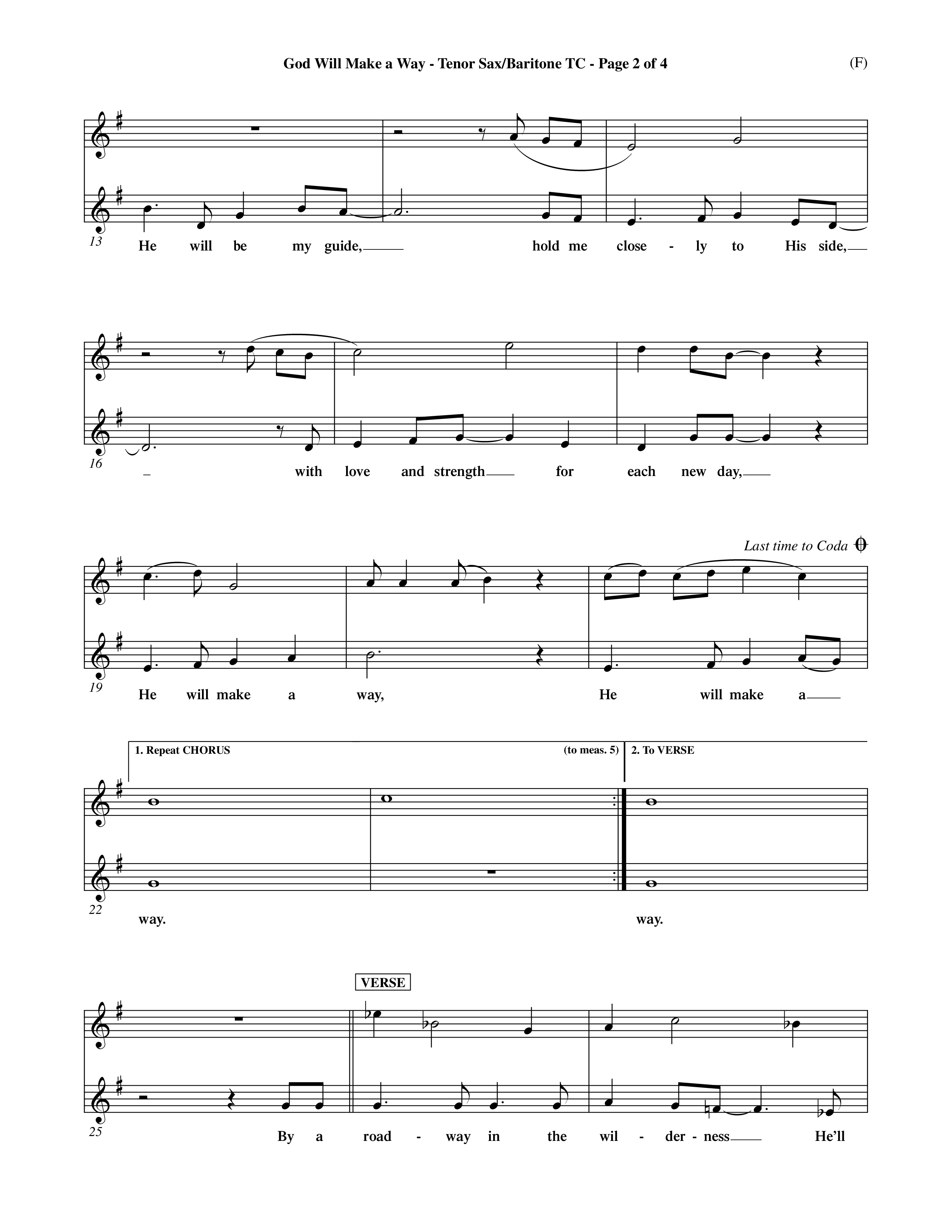God Will Make A Way (Choral Anthem SATB) Tenor Sax/Baritone T.C. (Word Music Choral / Orch. Andrew High / Orch. Shaun Walvoord)