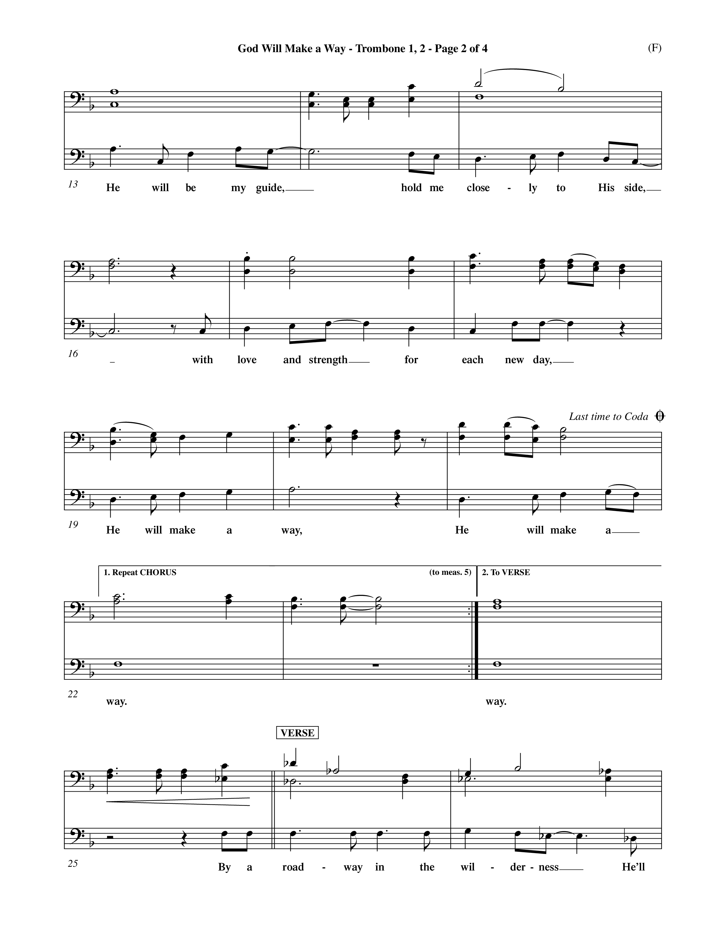 God Will Make A Way (Choral Anthem SATB) Trombone 1/2 (Word Music Choral / Orch. Andrew High / Orch. Shaun Walvoord)