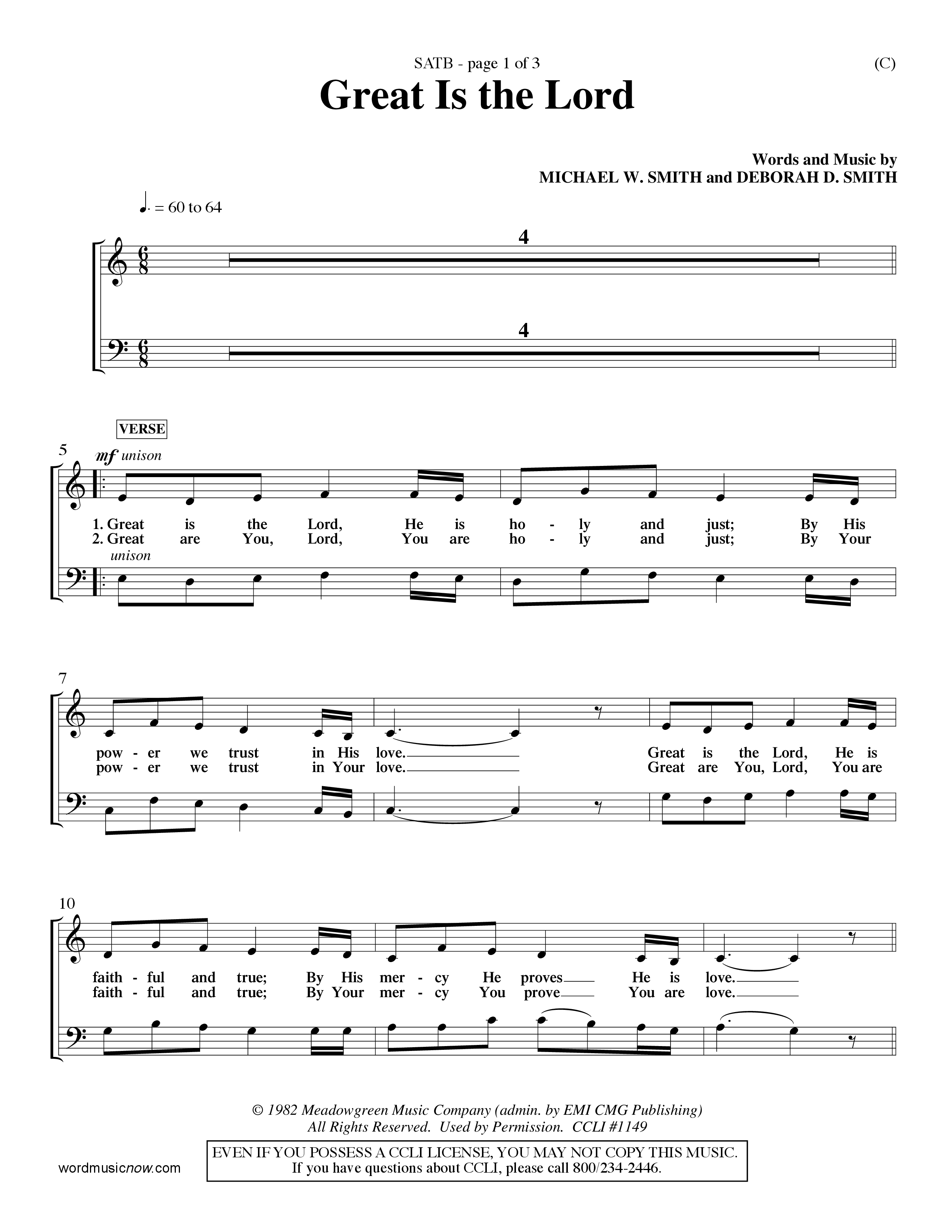 Great Is the Lord (Choral Anthem SATB) Keyboard/Vocal (SATB) (Word Music Choral / Orch. Lee Poquette / Orch. Wayne Yankie)