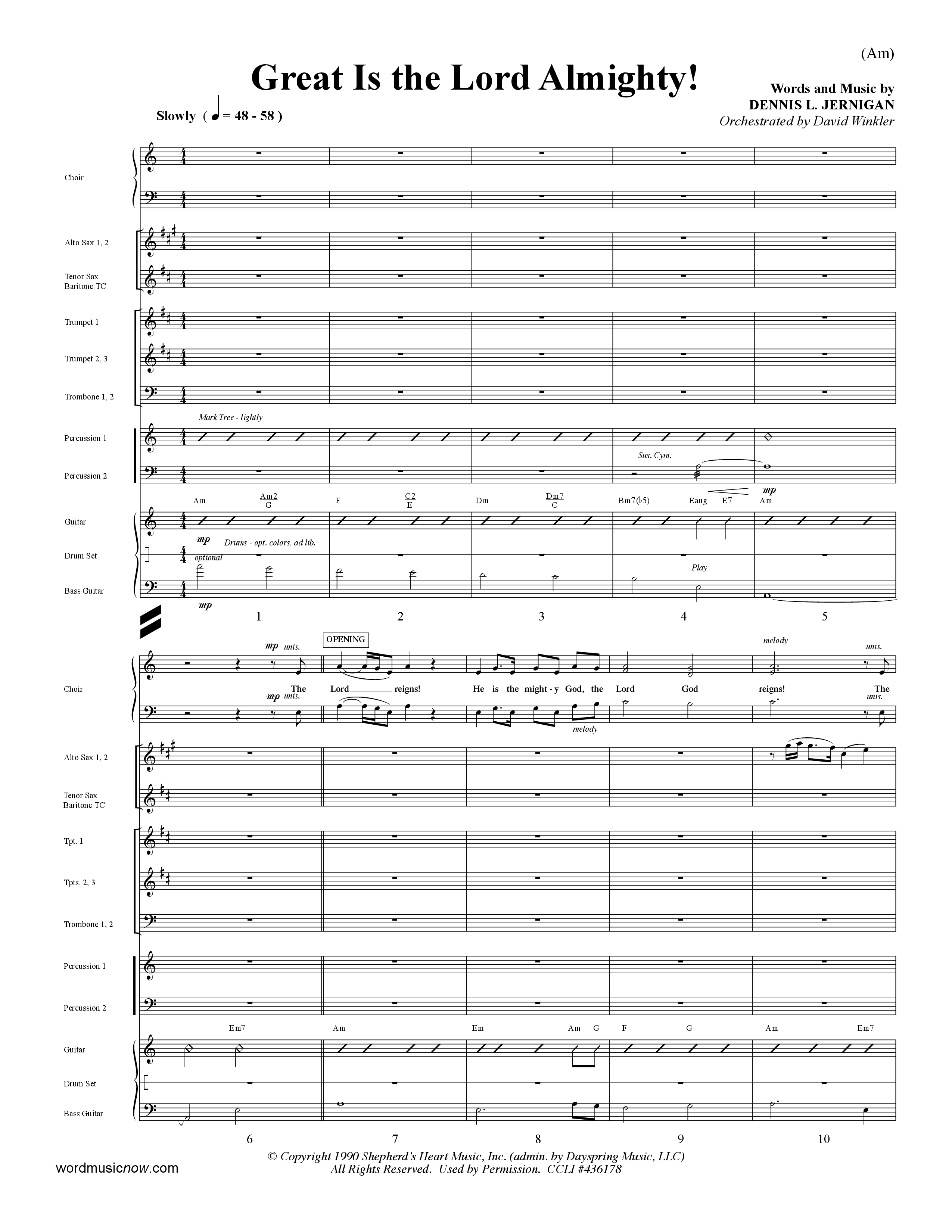 Great Is The Lord Almighty (Choral Anthem SATB) Conductor's Score (Word Music Choral / Orch. David Winkler)
