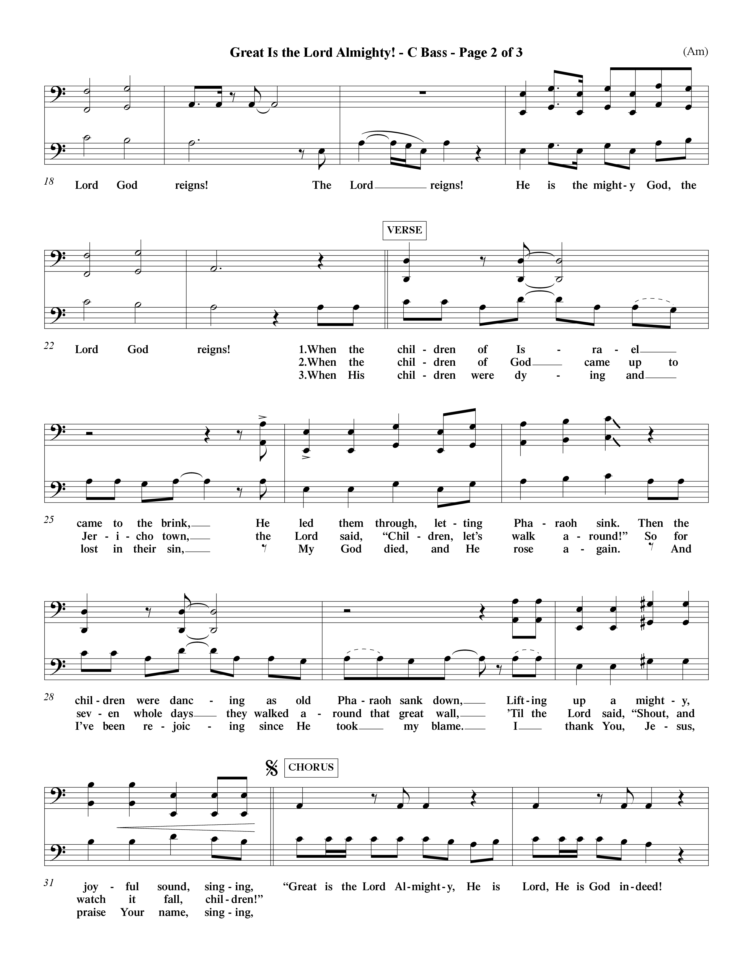 Great Is The Lord Almighty (Choral Anthem SATB) Contrabass (Word Music Choral / Orch. David Winkler)