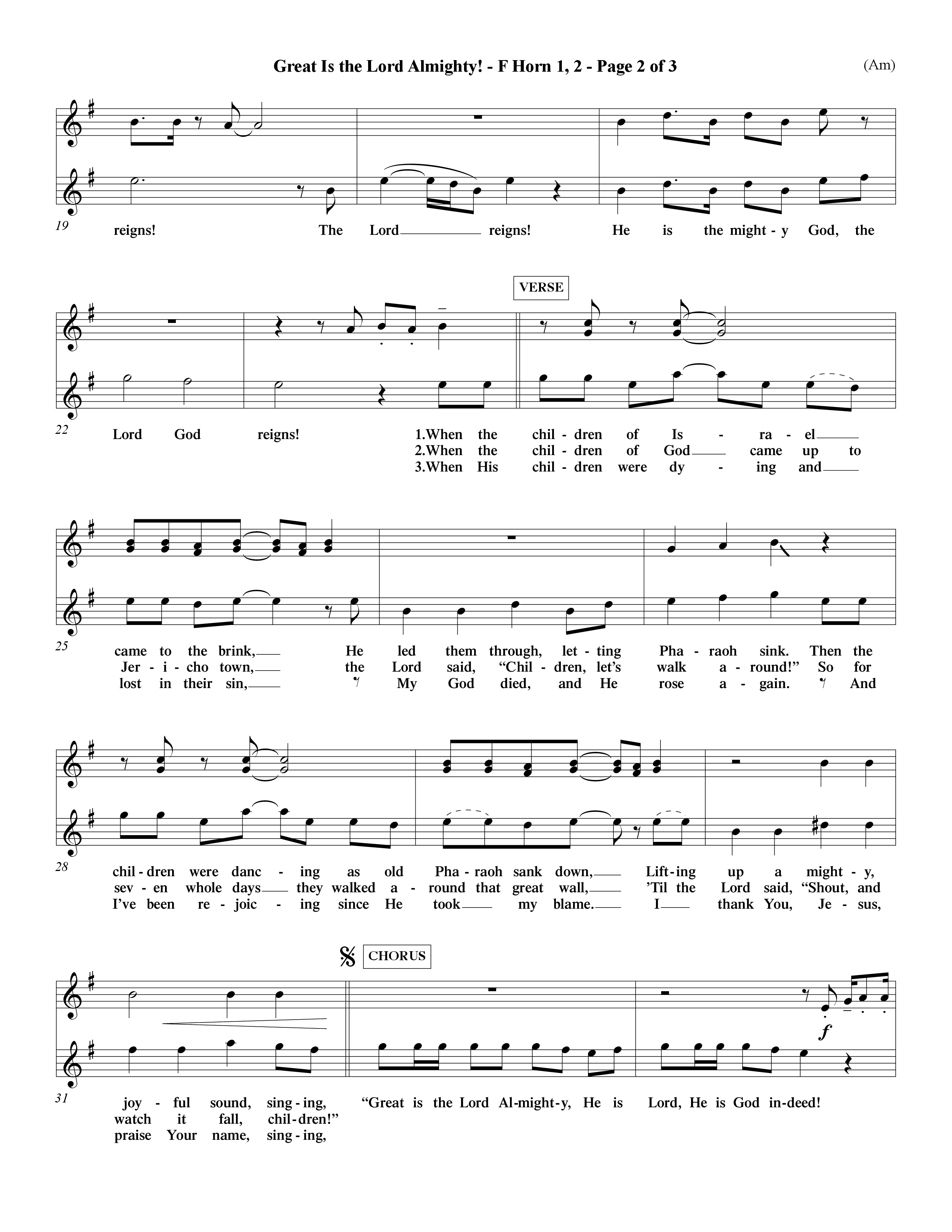 Great Is The Lord Almighty (Choral Anthem SATB) French Horn (Word Music Choral / Orch. David Winkler)