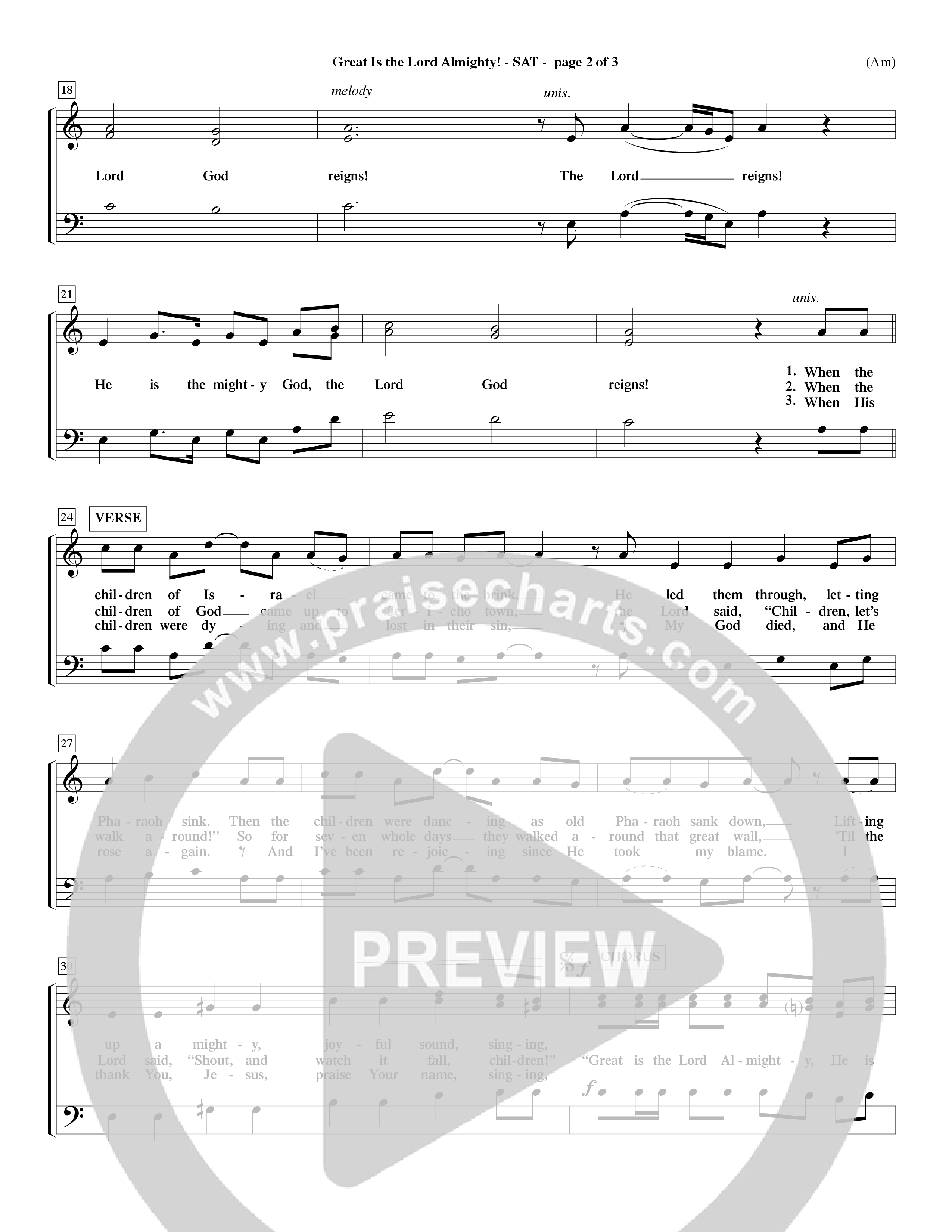 Great Is The Lord Almighty (Choral Anthem SATB) Lead Sheet (SAT) (Word Music Choral / Orch. David Winkler)