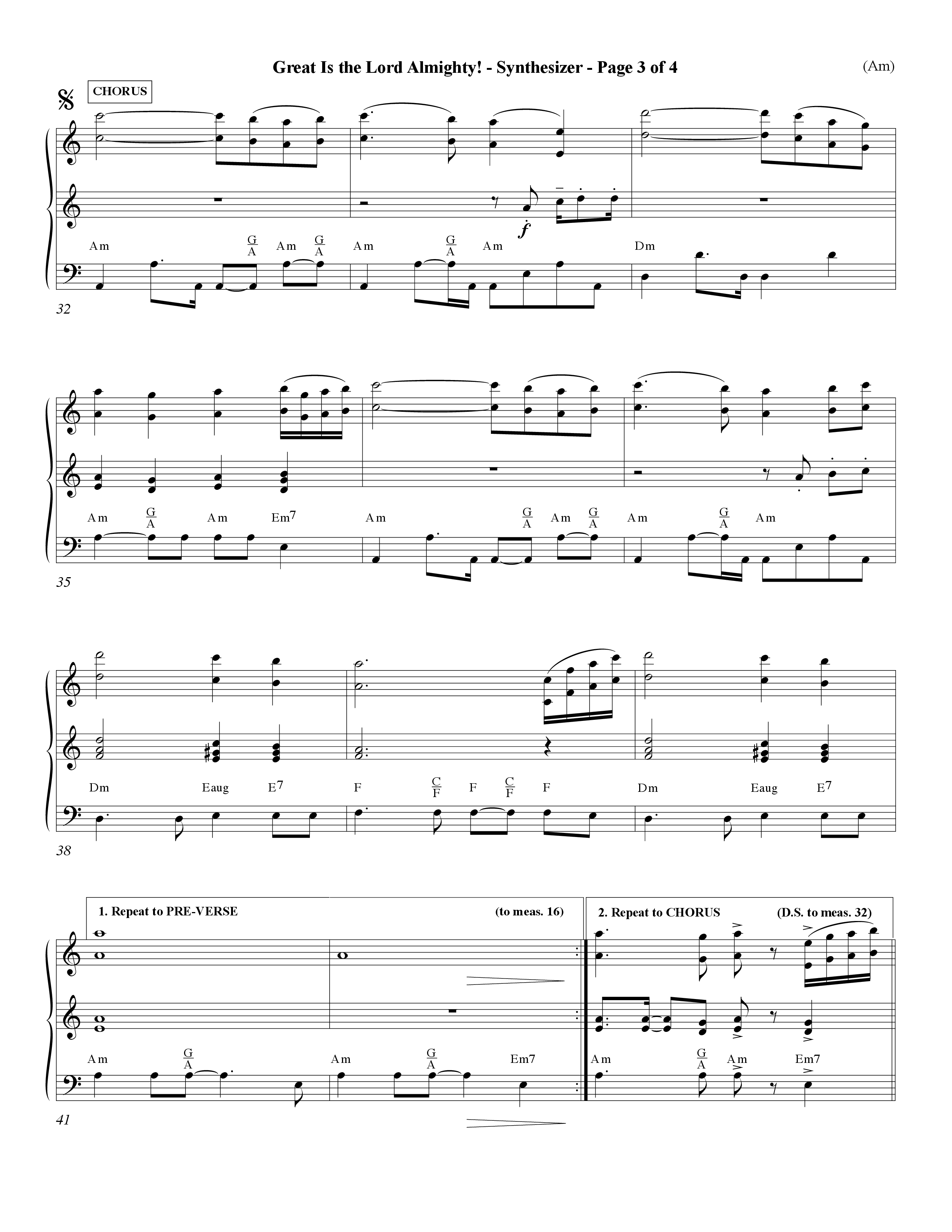 Great Is The Lord Almighty (Choral Anthem SATB) Synth (Word Music Choral / Orch. David Winkler)