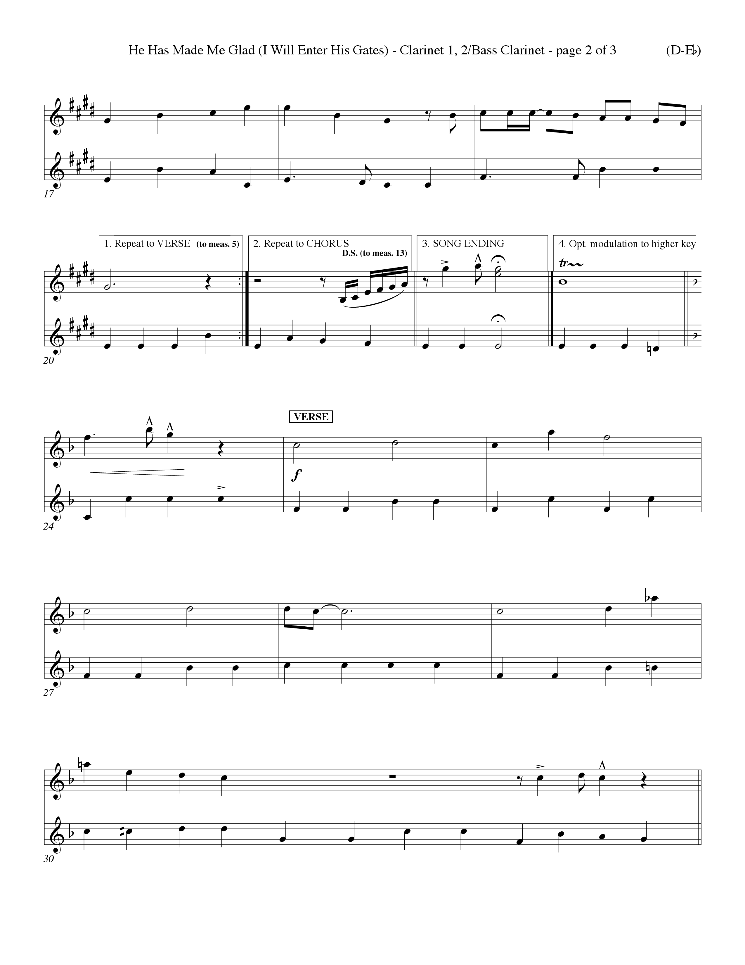 He Has Made Me Glad (Choral Anthem SATB) Clarinet 1/2, Bass Clarinet (Word Music Choral / Orch. Ken Barker / Orch. Wayne Yankie)