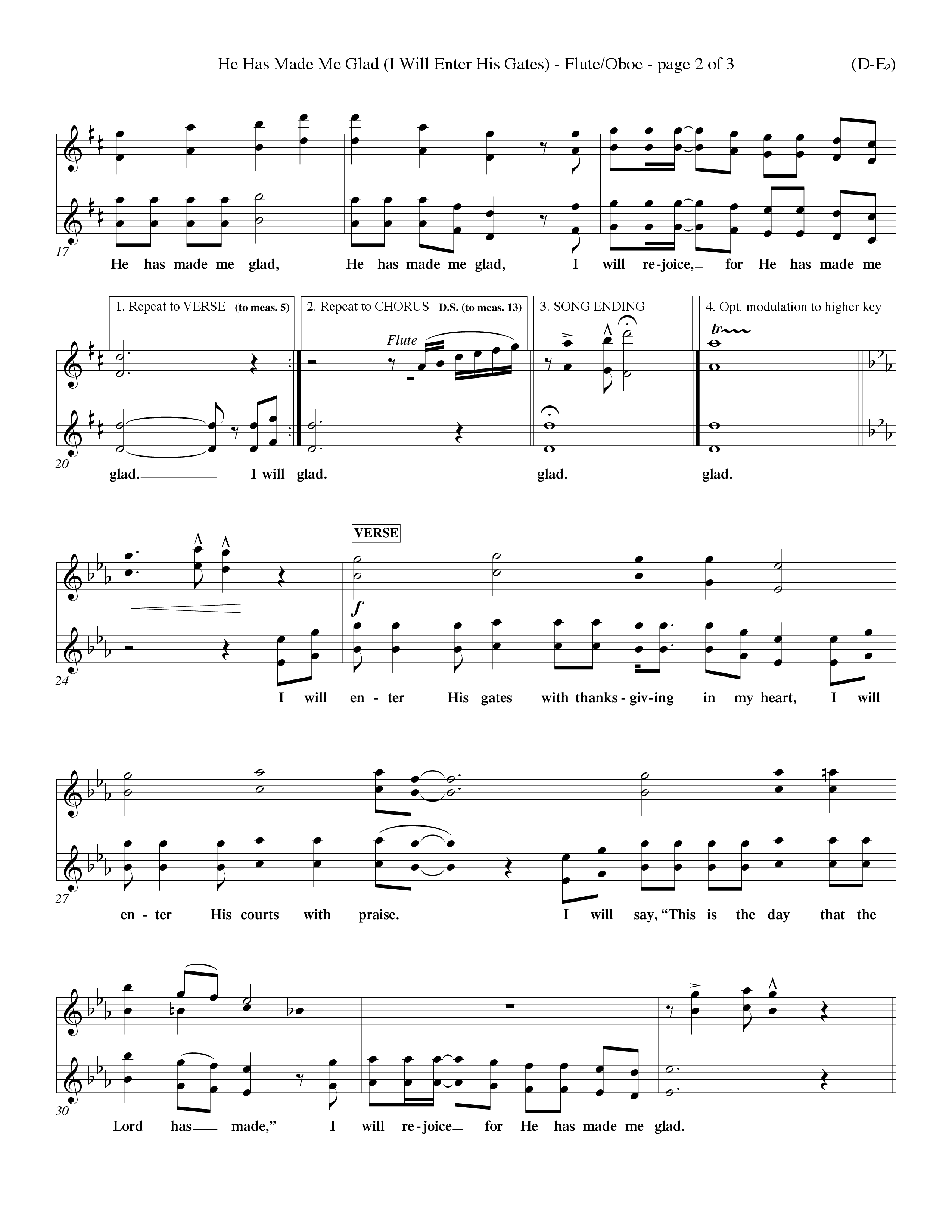 He Has Made Me Glad (Choral Anthem SATB) Flute/Oboe (Word Music Choral / Orch. Ken Barker / Orch. Wayne Yankie)