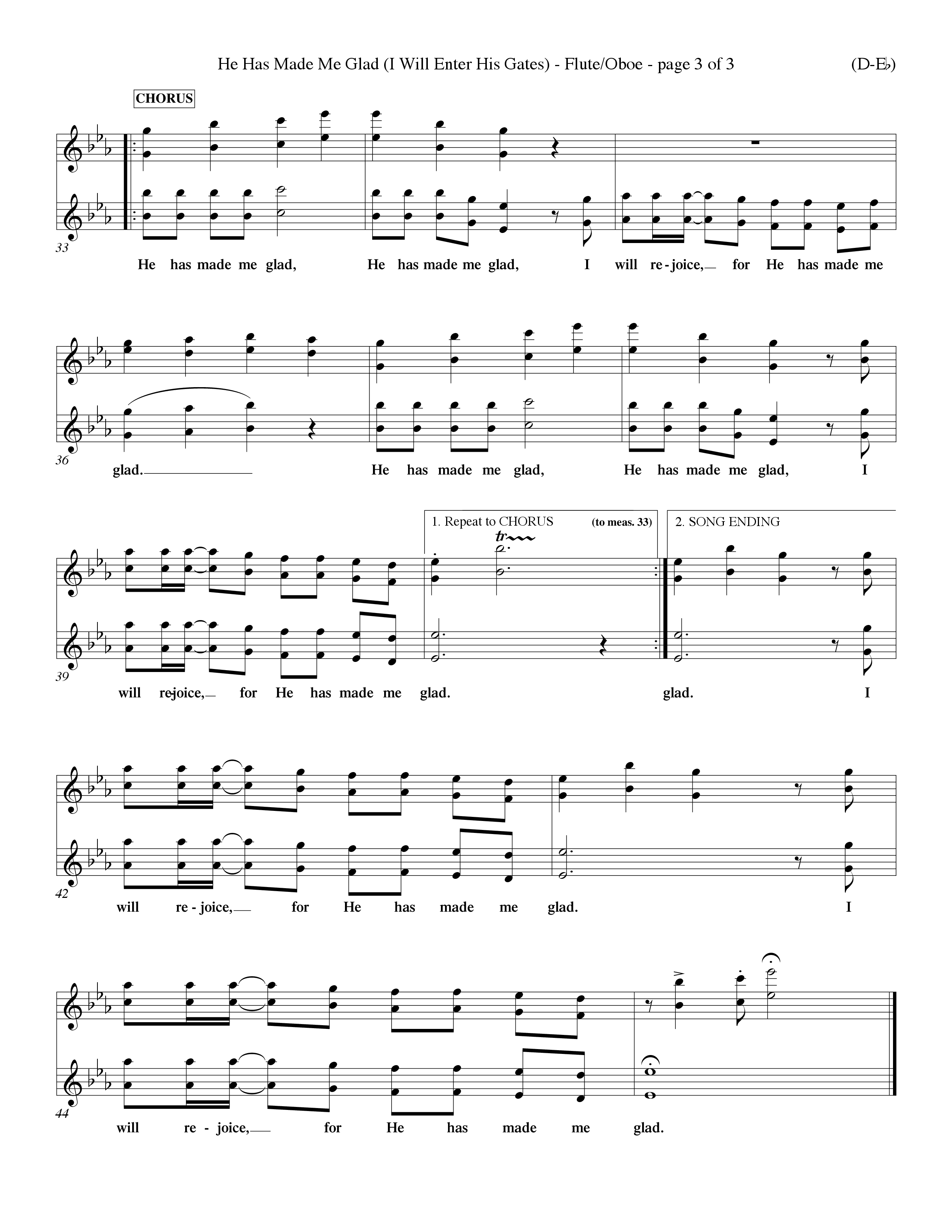 He Has Made Me Glad (Choral Anthem SATB) Flute/Oboe (Word Music Choral / Orch. Ken Barker / Orch. Wayne Yankie)