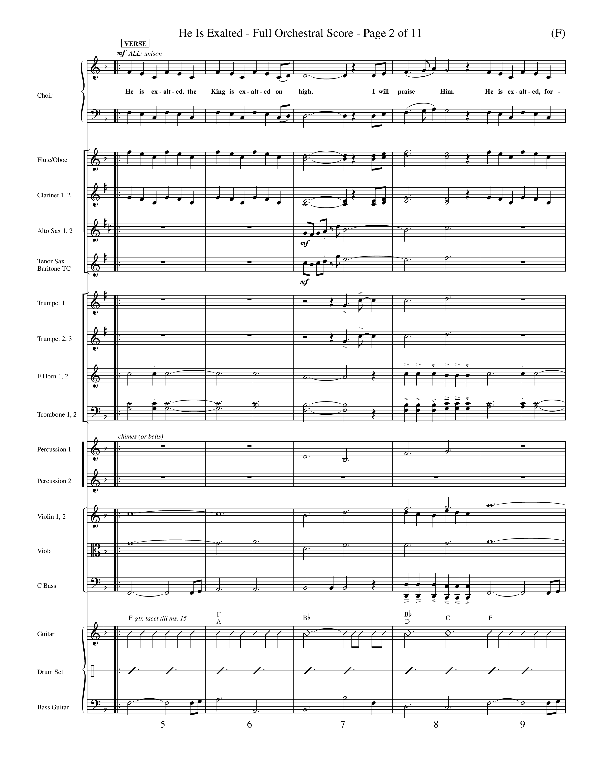 He Is Exalted (Choral Anthem SATB) Orchestration (Word Music Choral / Orch. Mark McClure / Orch. Allan Douglas)