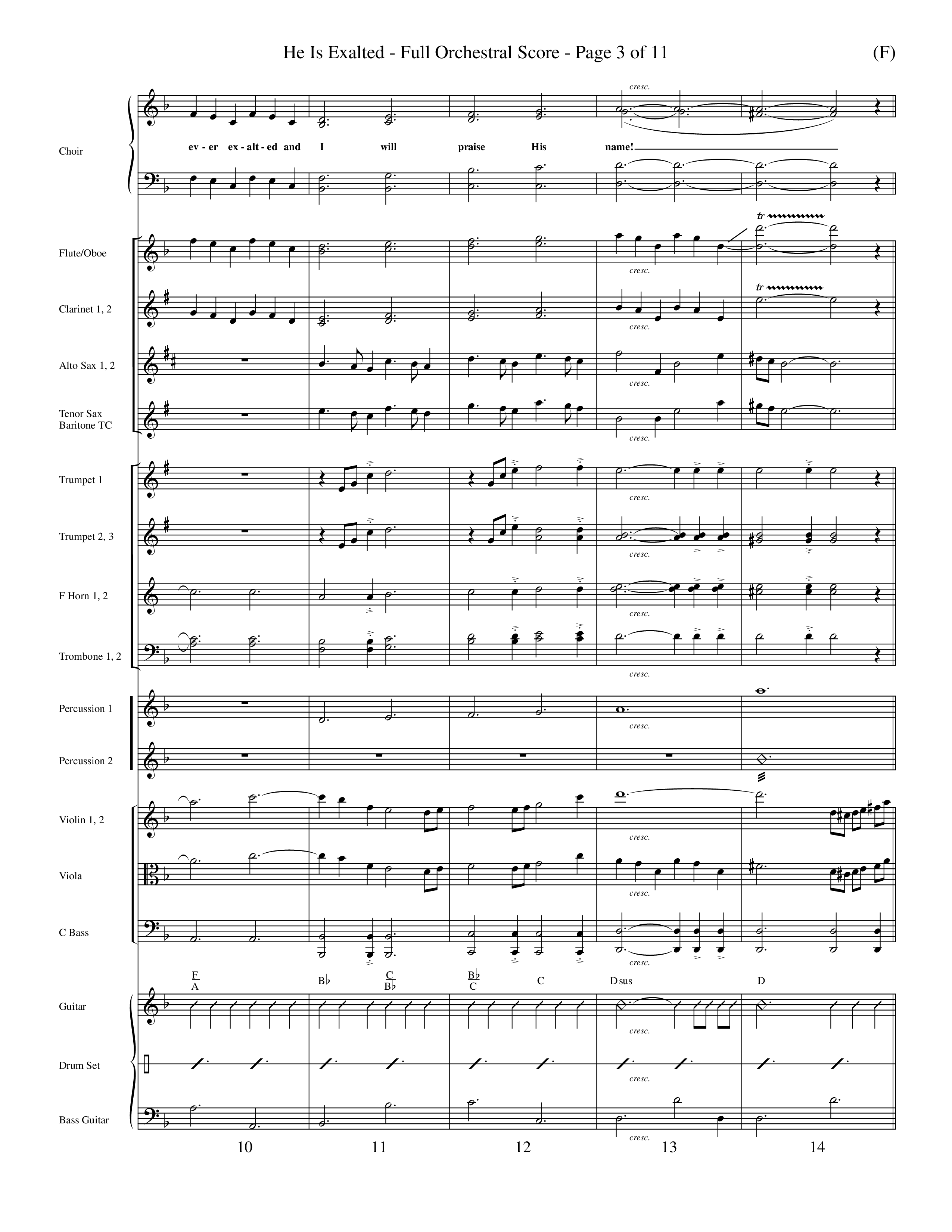 He Is Exalted (Choral Anthem SATB) Orchestration (Word Music Choral / Orch. Mark McClure / Orch. Allan Douglas)