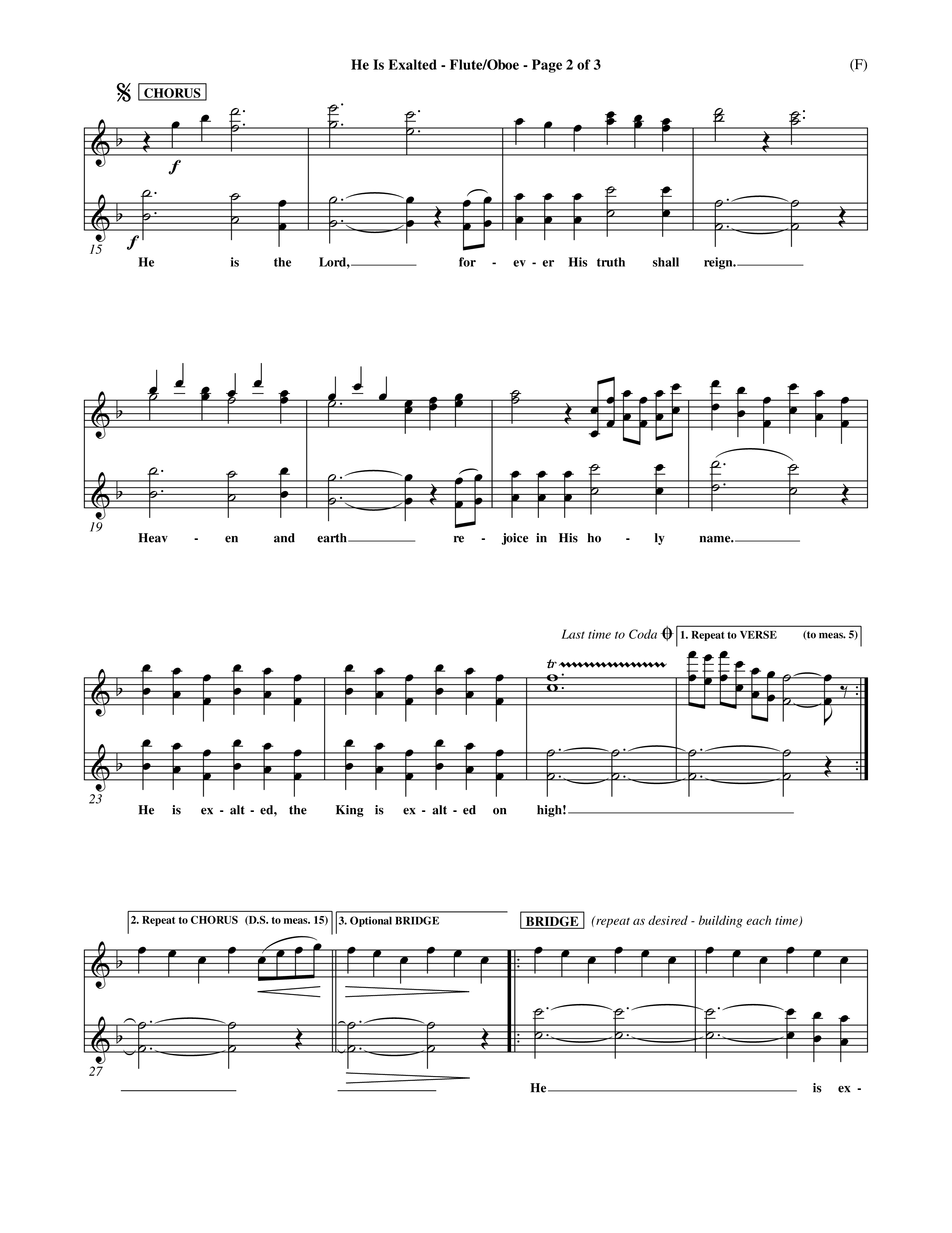 He Is Exalted (Choral Anthem SATB) Flute/Oboe (Word Music Choral / Orch. Mark McClure / Orch. Allan Douglas)