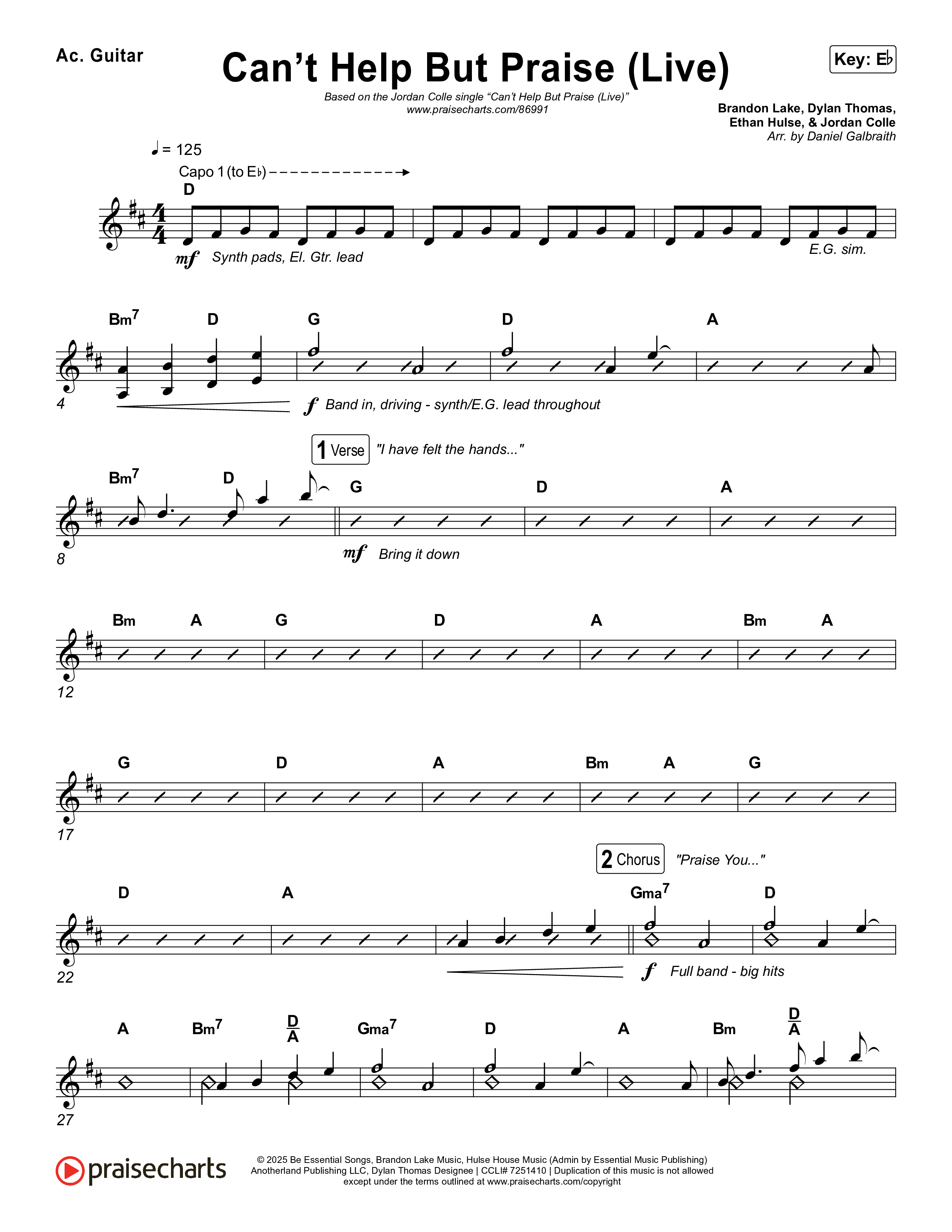 Can't Help But Praise (Live) Acoustic Guitar (Jordan Colle)