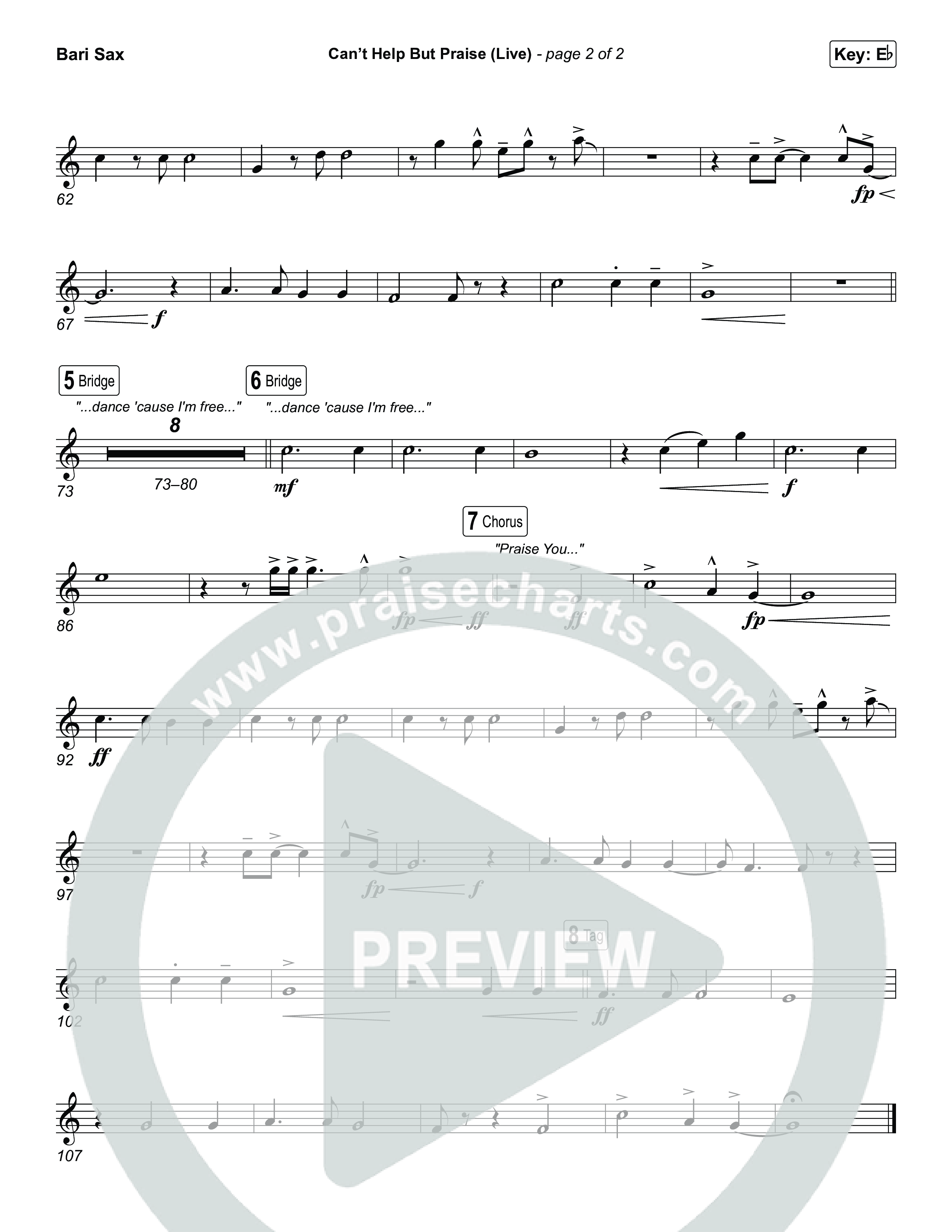 Can't Help But Praise (Live) Bari Sax (Jordan Colle)