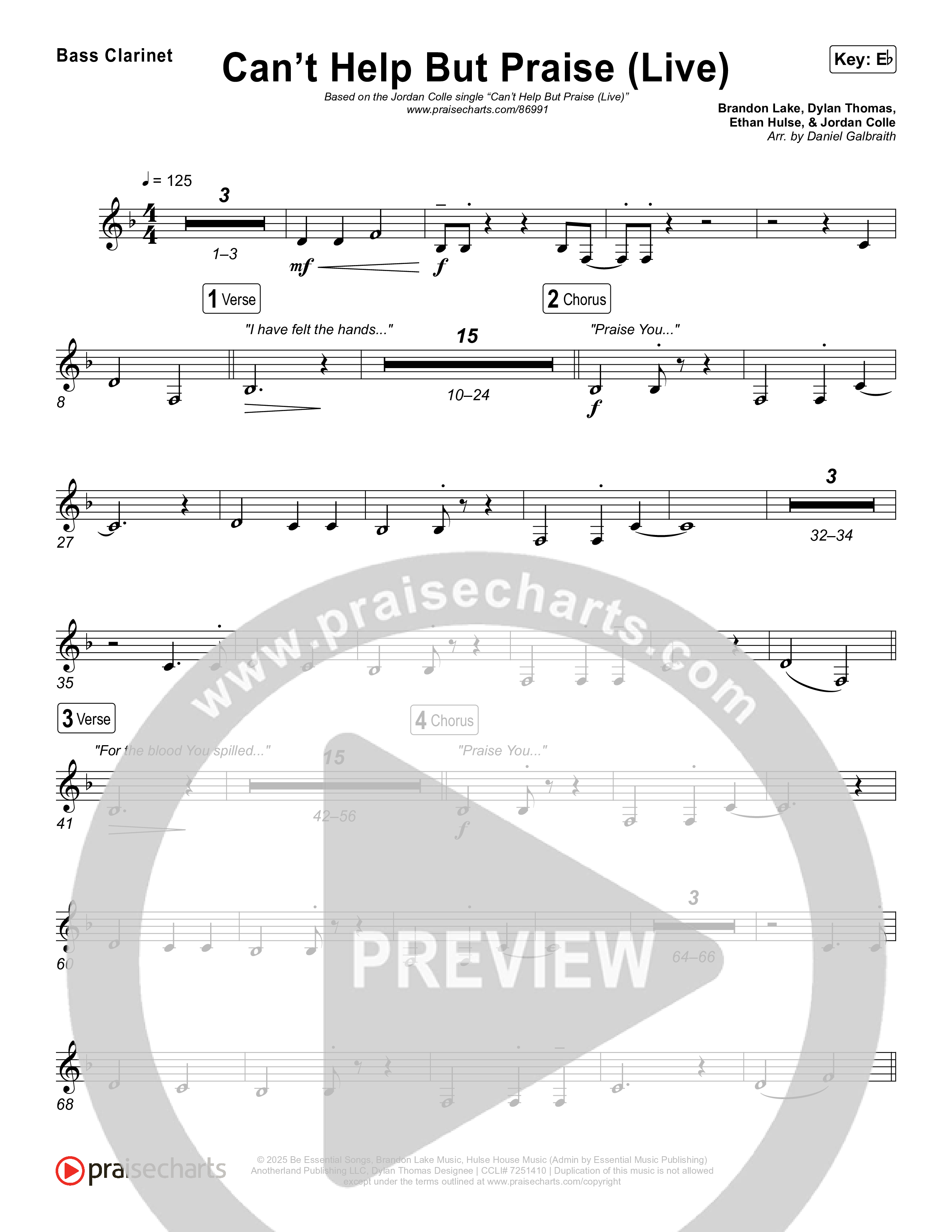 Can't Help But Praise (Live) Clarinet 1,2 (Jordan Colle)