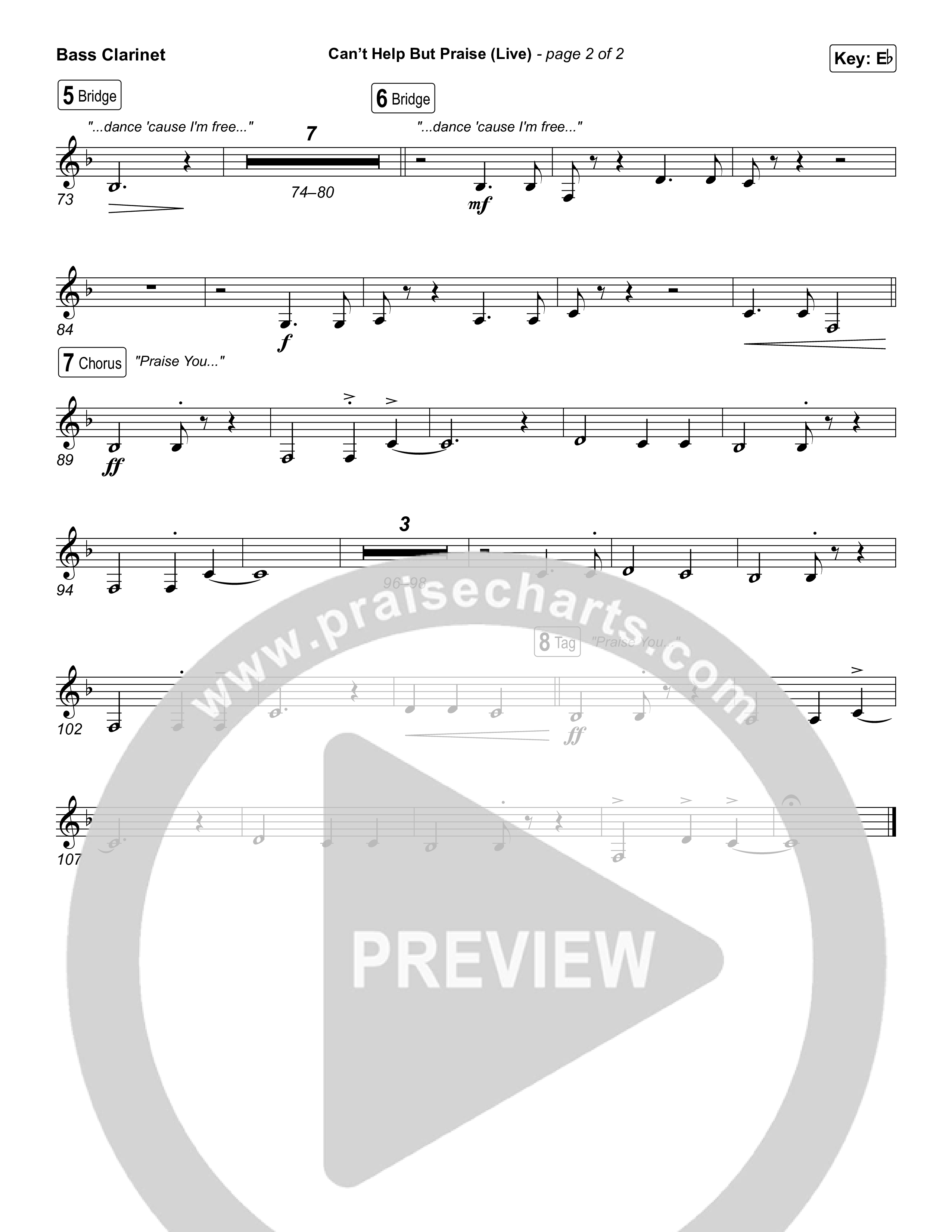 Can't Help But Praise (Live) Bass Clarinet (Jordan Colle)