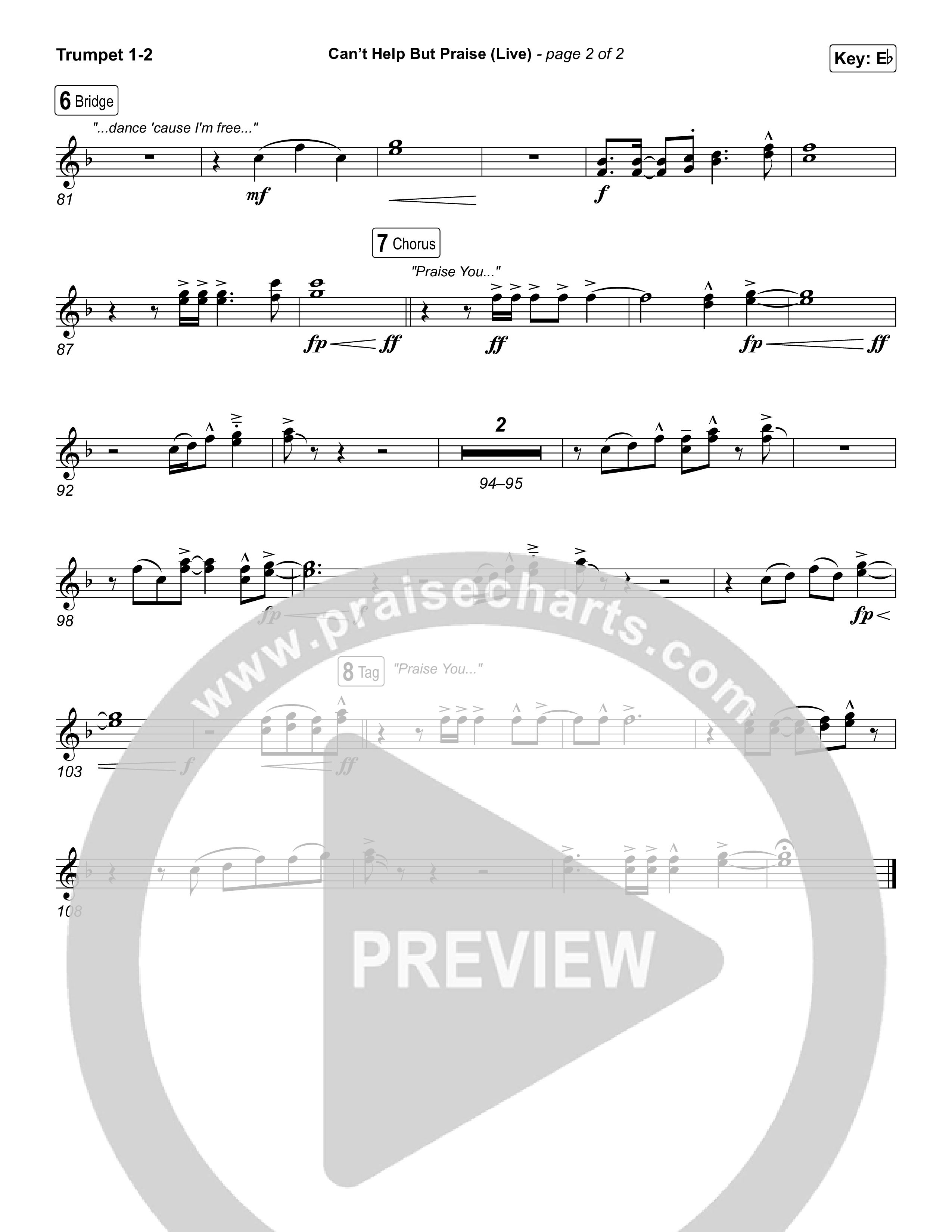 Can't Help But Praise (Live) Trumpet 1,2 (Jordan Colle)