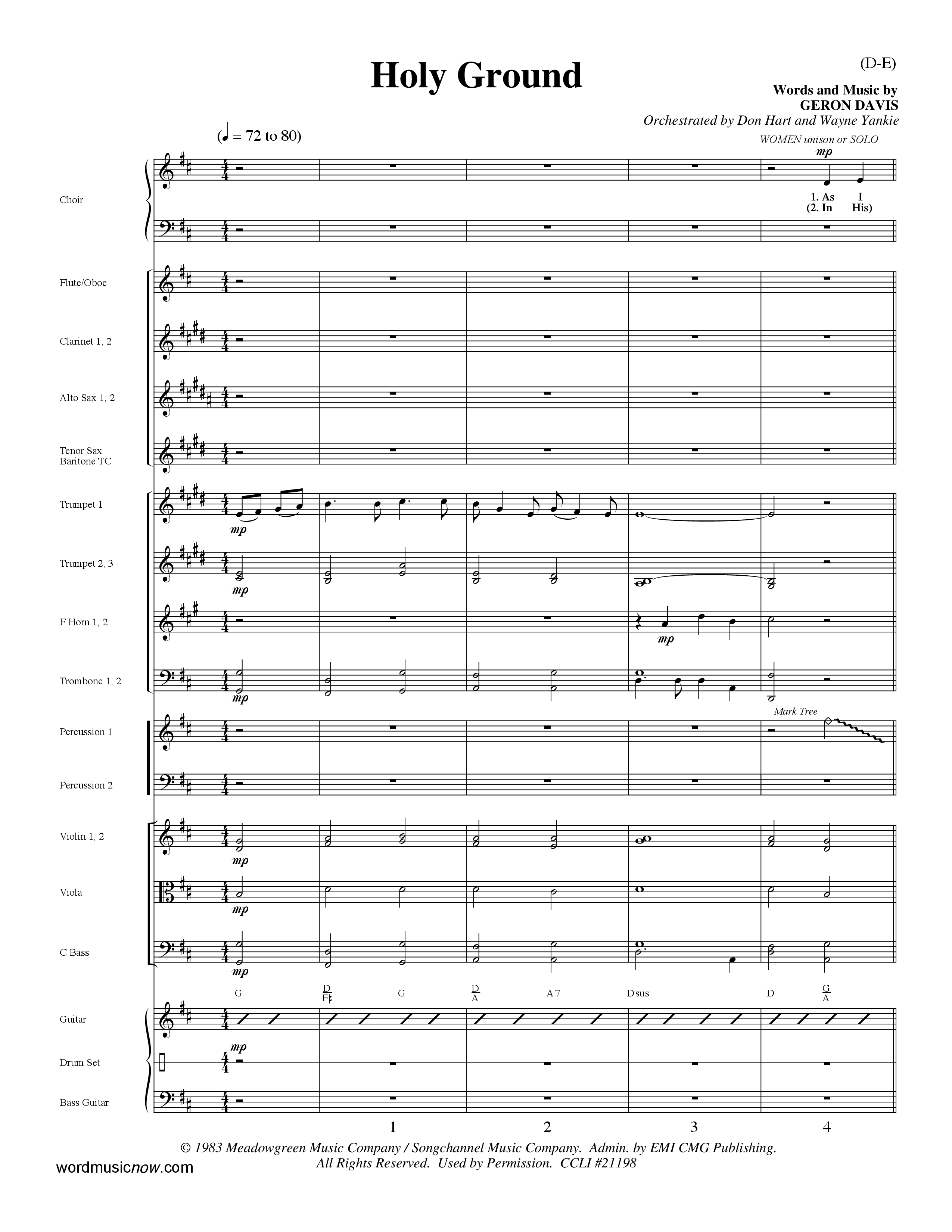 Holy Ground (Choral Anthem SATB) Orchestration (Word Music Choral / Orch. Don Hart / Orch. Wayne Yankie)