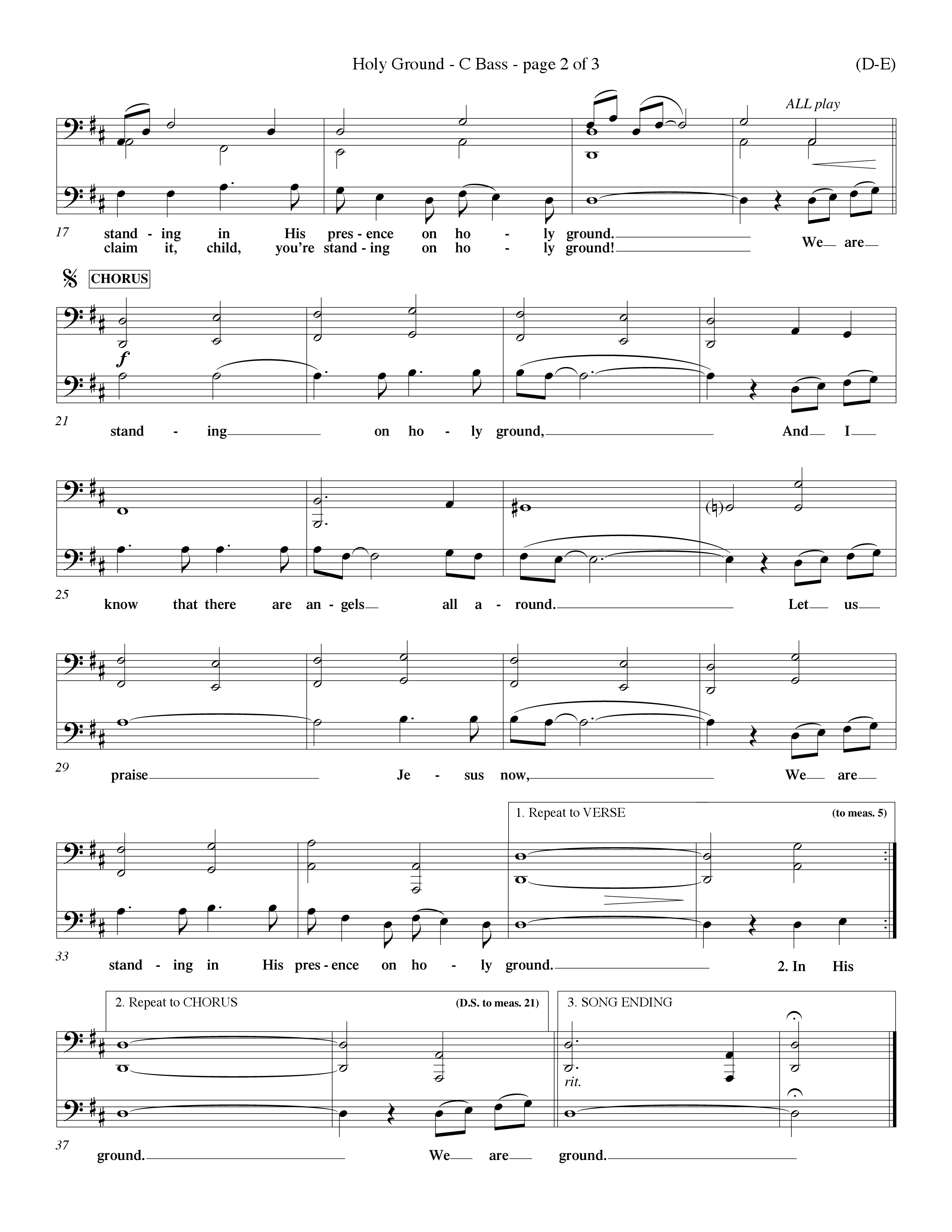 Holy Ground (Choral Anthem SATB) Contrabass (Word Music Choral / Orch. Don Hart / Orch. Wayne Yankie)