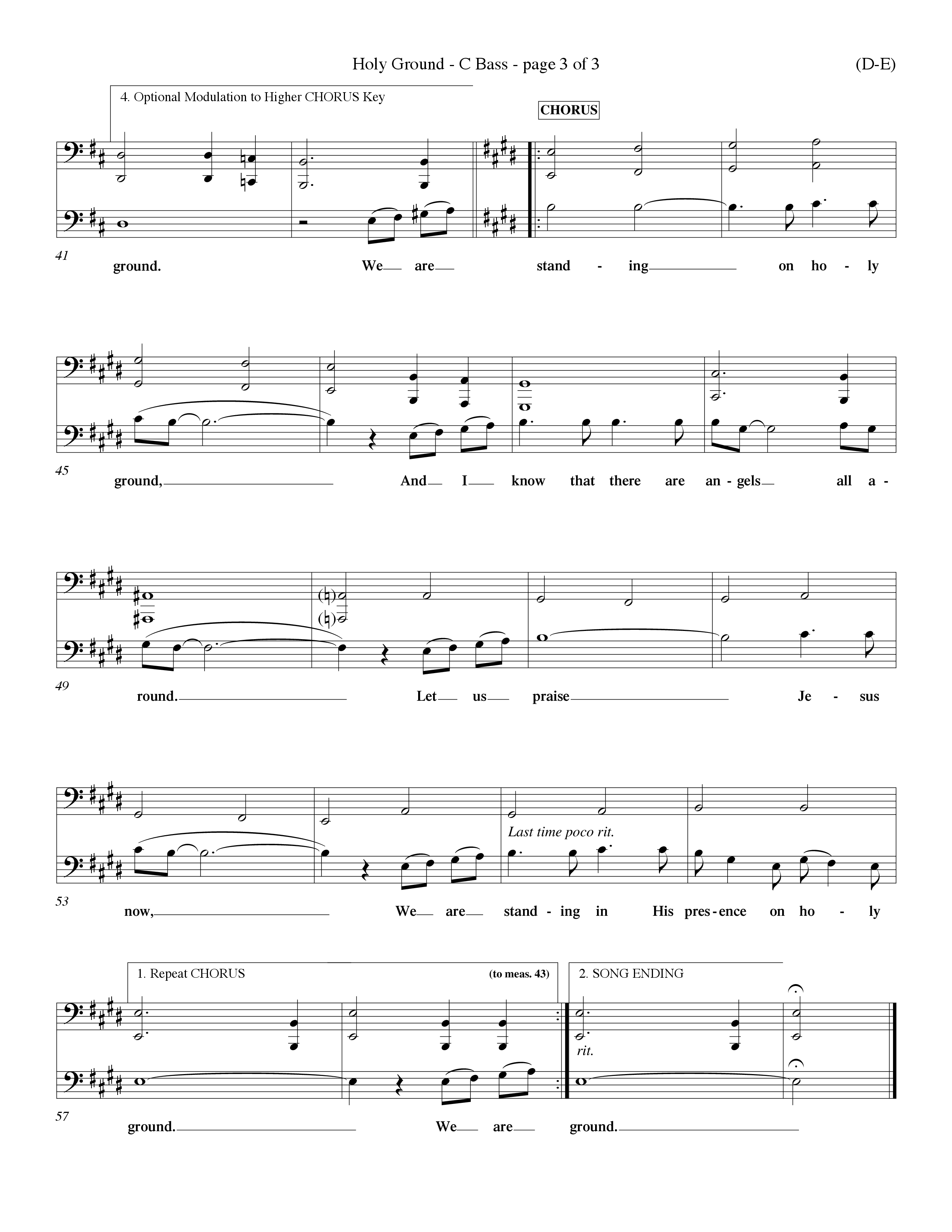 Holy Ground (Choral Anthem SATB) Contrabass (Word Music Choral / Orch. Don Hart / Orch. Wayne Yankie)