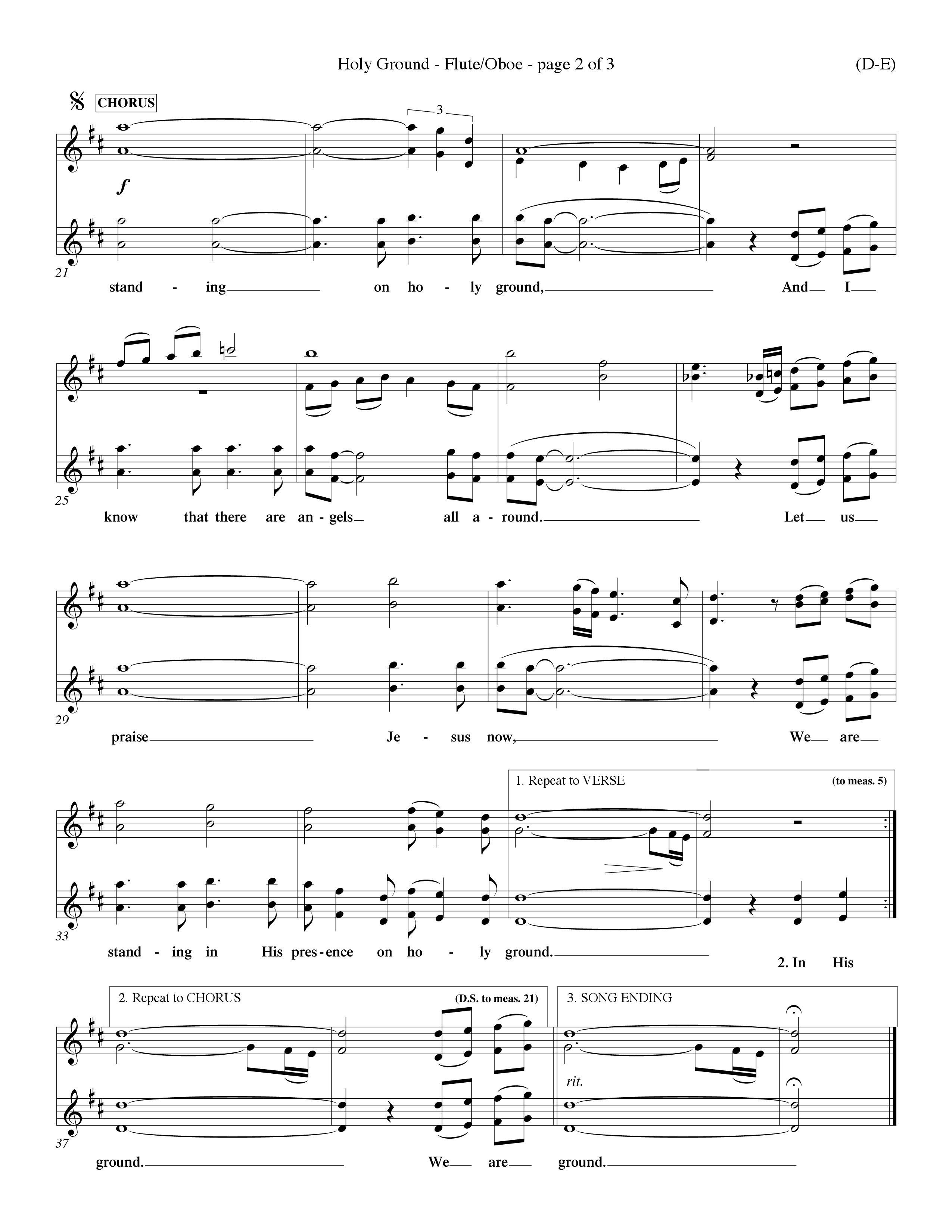Holy Ground (Choral Anthem SATB) Flute/Oboe (Word Music Choral / Orch. Don Hart / Orch. Wayne Yankie)