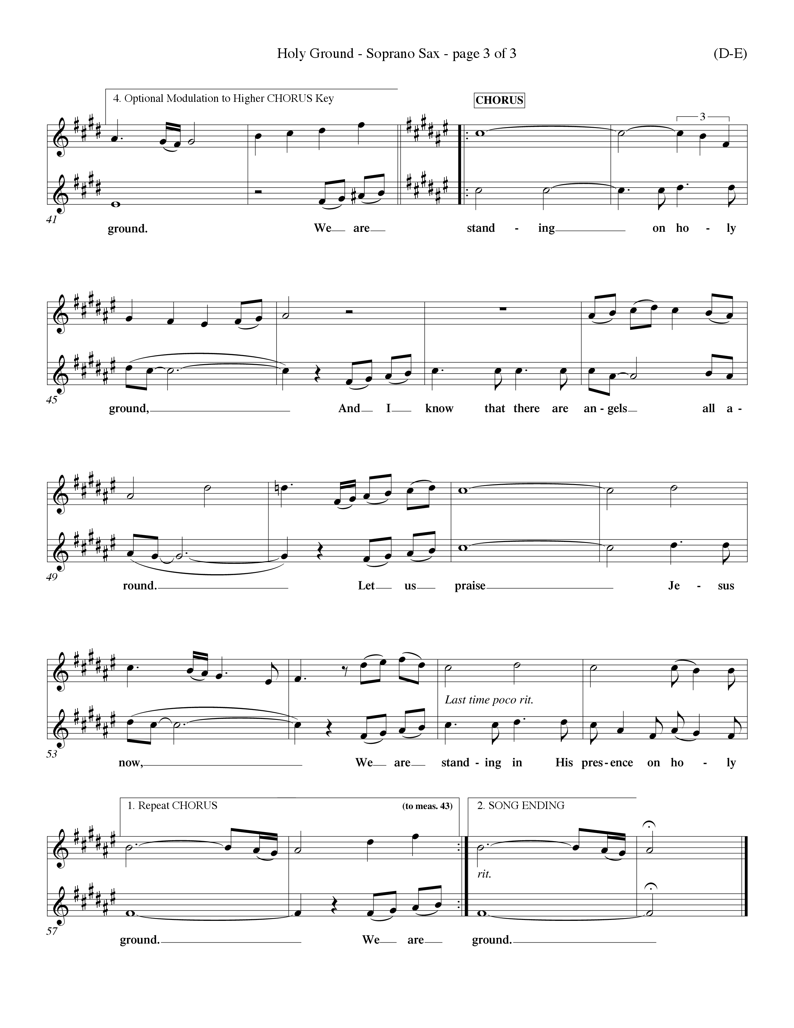Holy Ground (Choral Anthem SATB) Saxophone (Word Music Choral / Orch. Don Hart / Orch. Wayne Yankie)