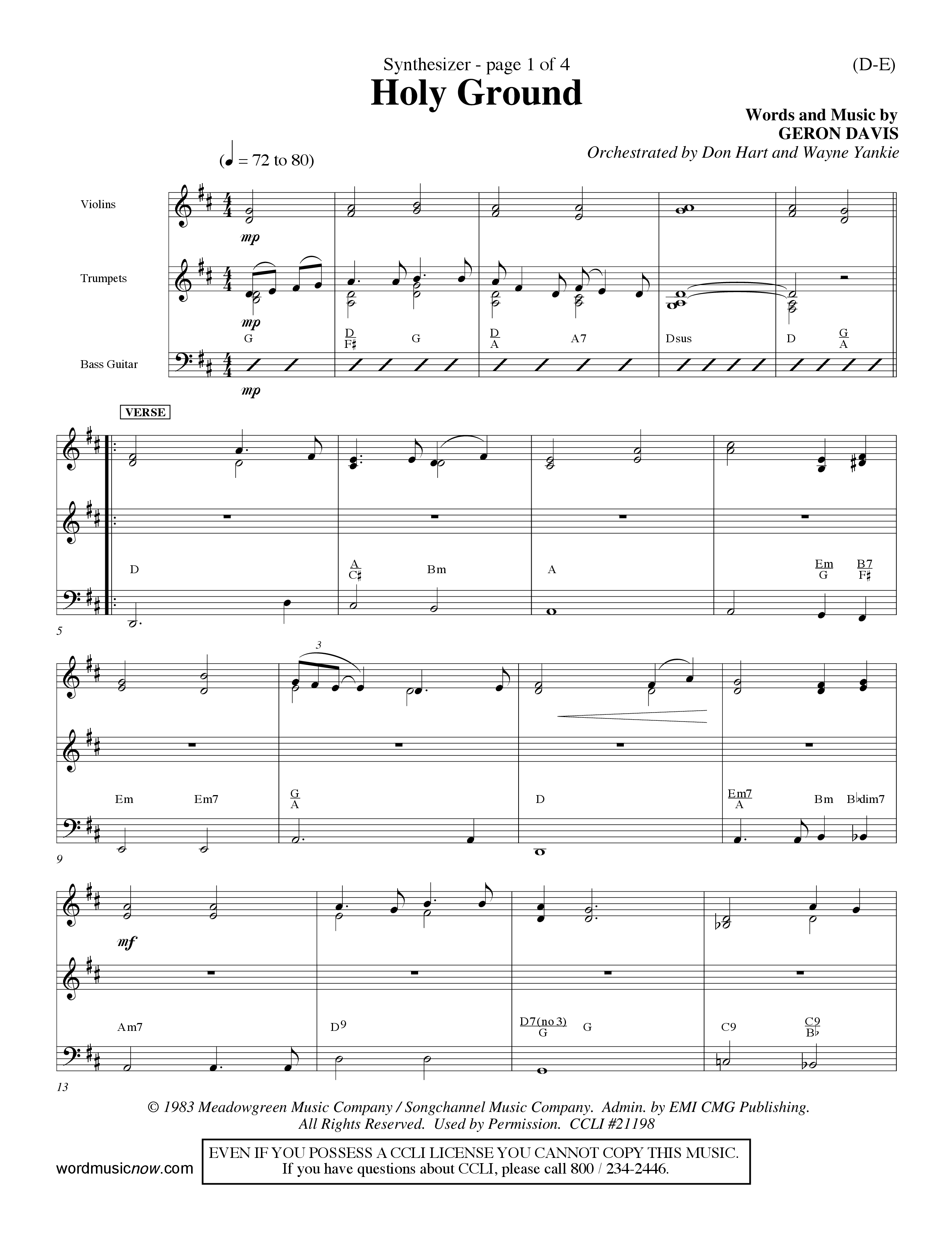 Holy Ground (Choral Anthem SATB) Synth (Word Music Choral / Orch. Don Hart / Orch. Wayne Yankie)