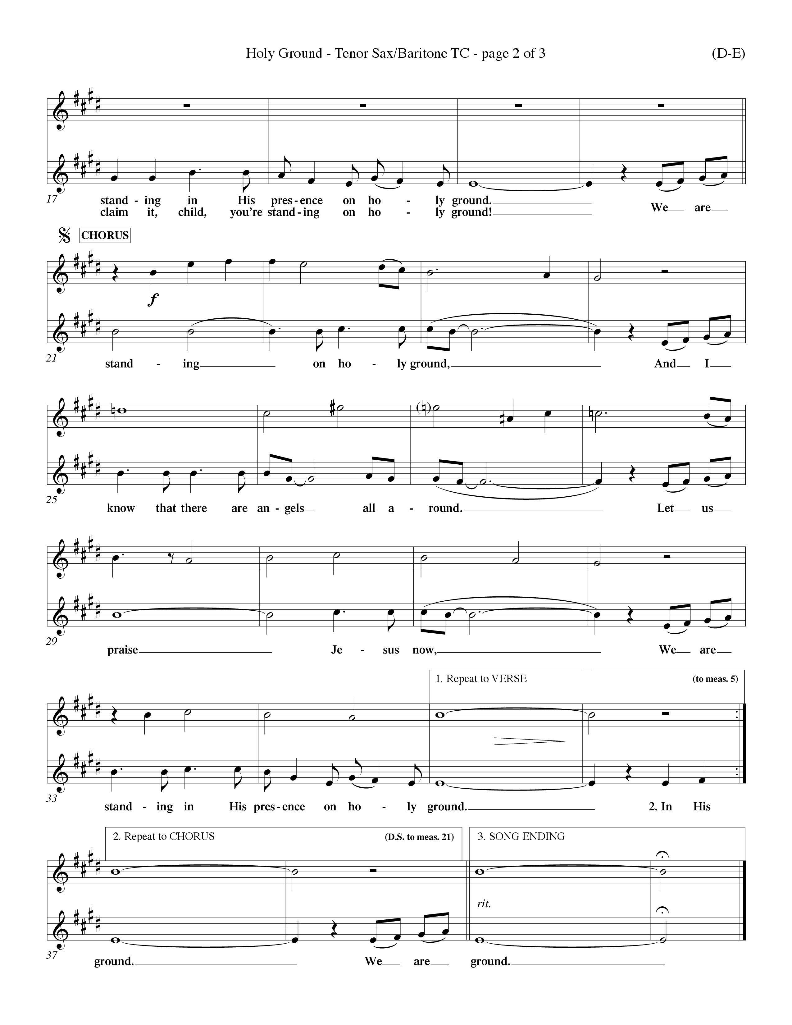 Holy Ground (Choral Anthem SATB) Tenor Sax/Baritone T.C. (Word Music Choral / Orch. Don Hart / Orch. Wayne Yankie)