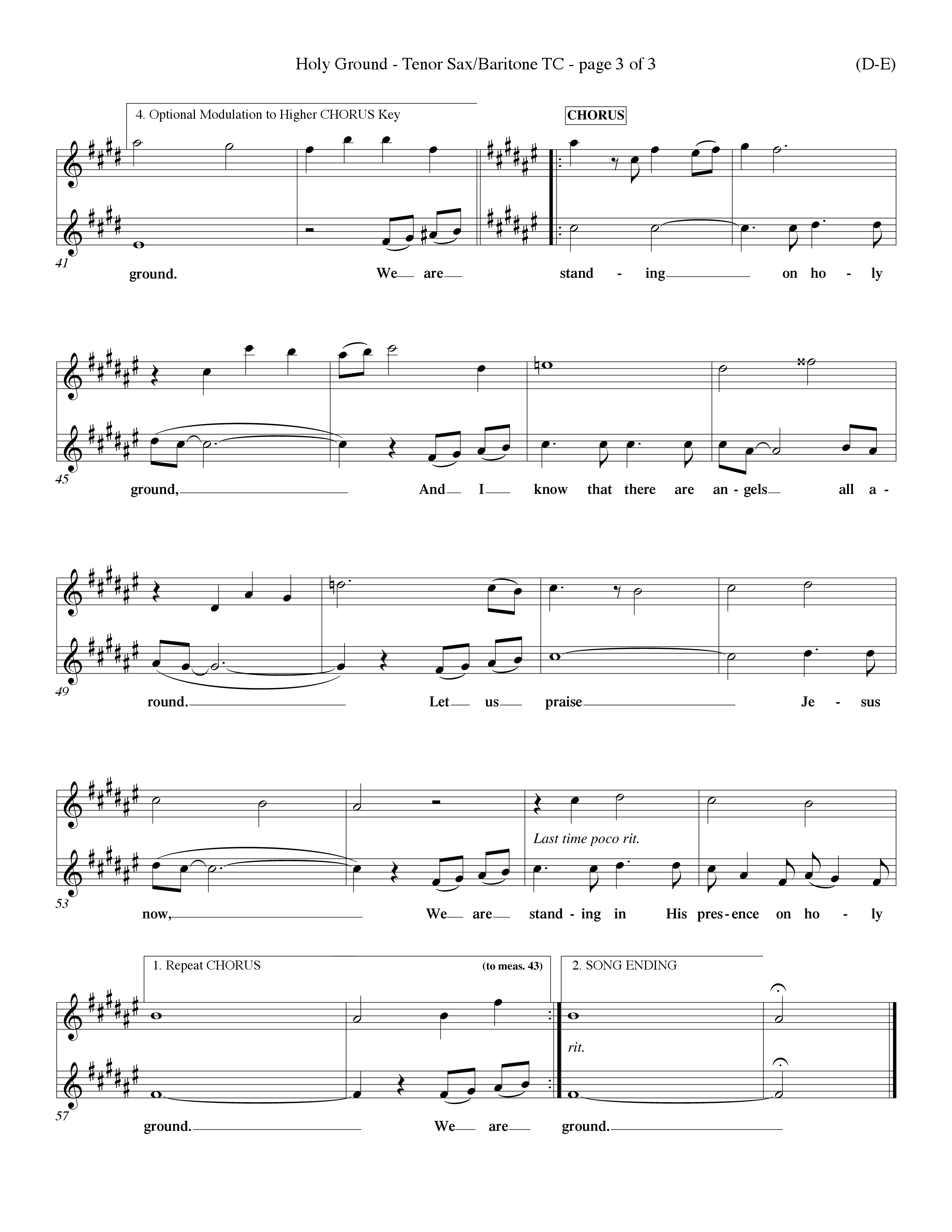Holy Ground (Choral Anthem SATB) Tenor Sax/Baritone T.C. (Word Music Choral / Orch. Don Hart / Orch. Wayne Yankie)