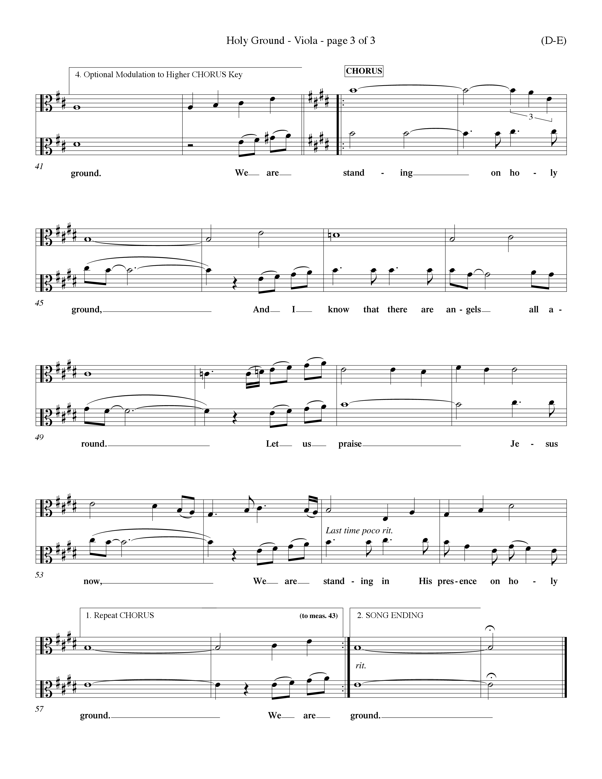 Holy Ground (Choral Anthem SATB) Viola (Word Music Choral / Orch. Don Hart / Orch. Wayne Yankie)