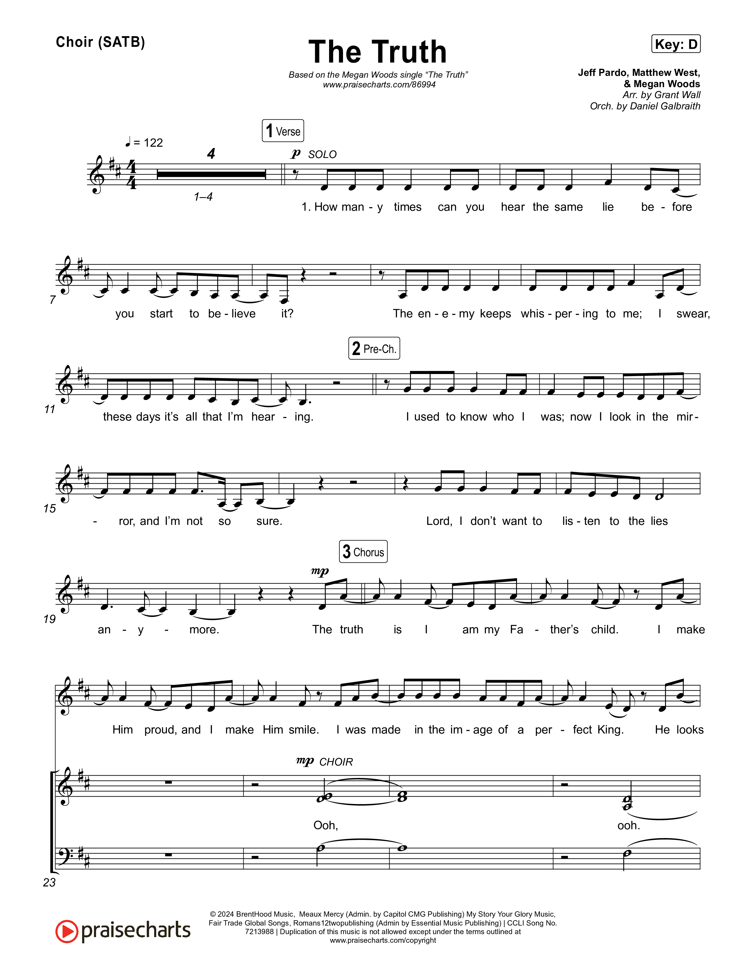 The Truth Choir Sheet (SATB) (Megan Woods)