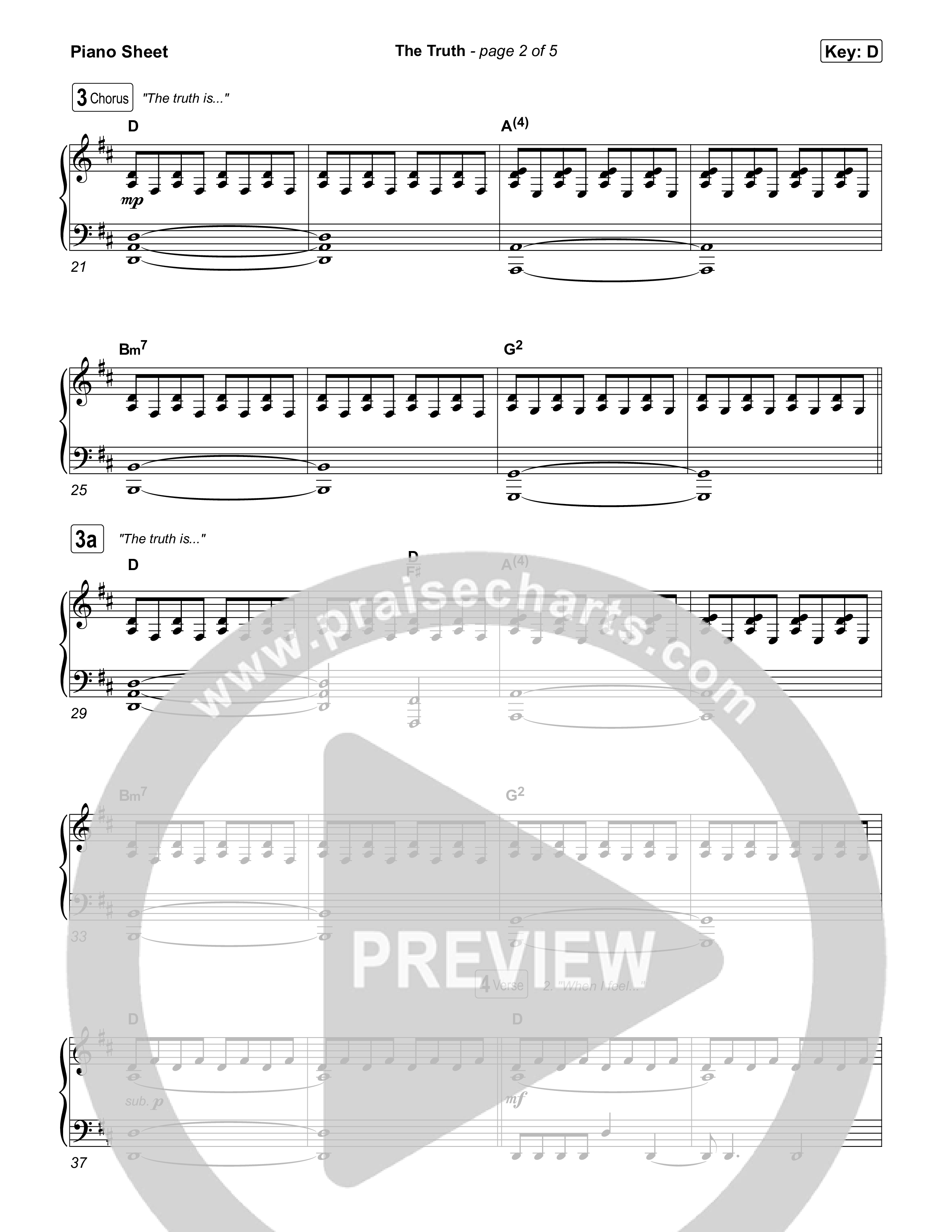 The Truth Piano Sheet (Megan Woods)