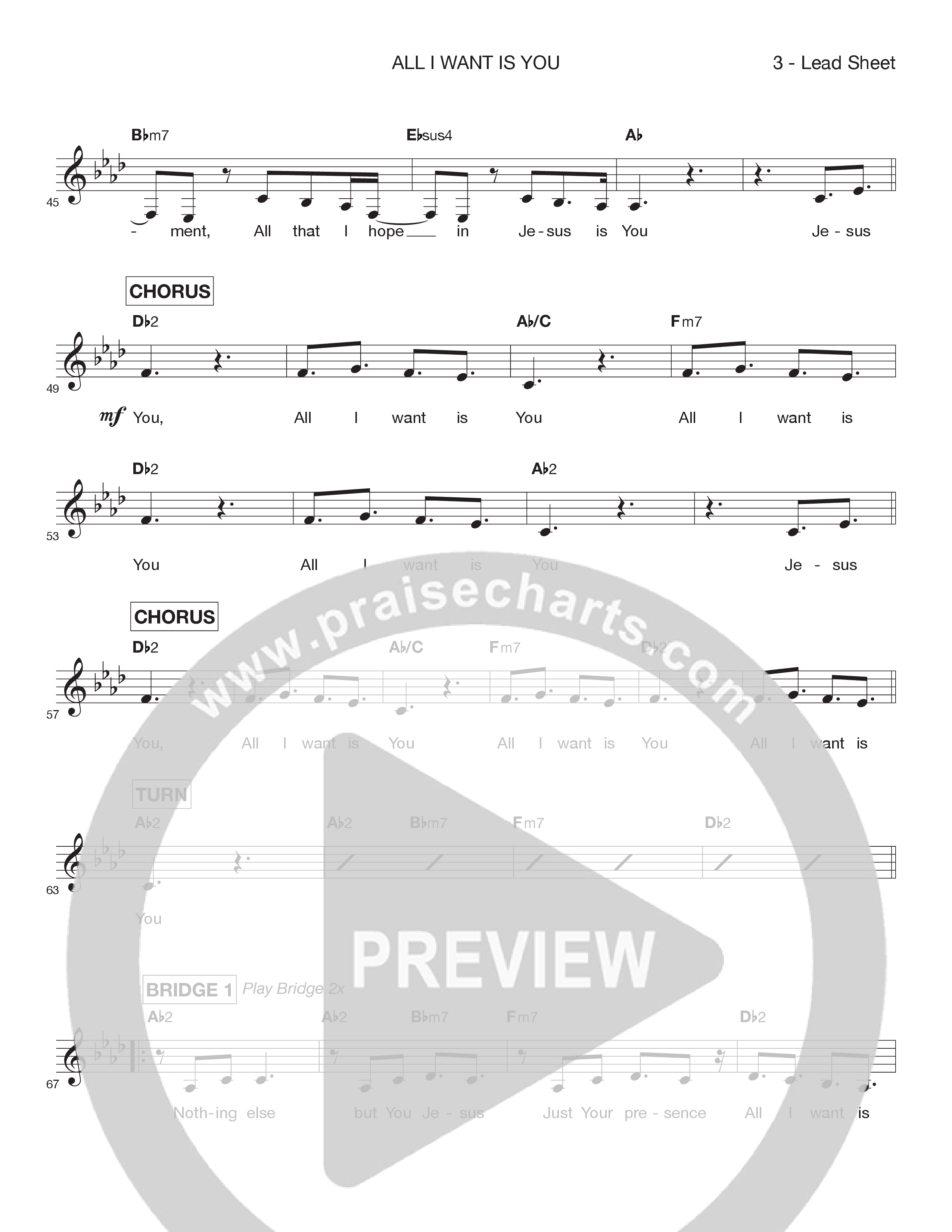 All I Want Is You (Live) Lead Sheet Melody (Victory House Worship)