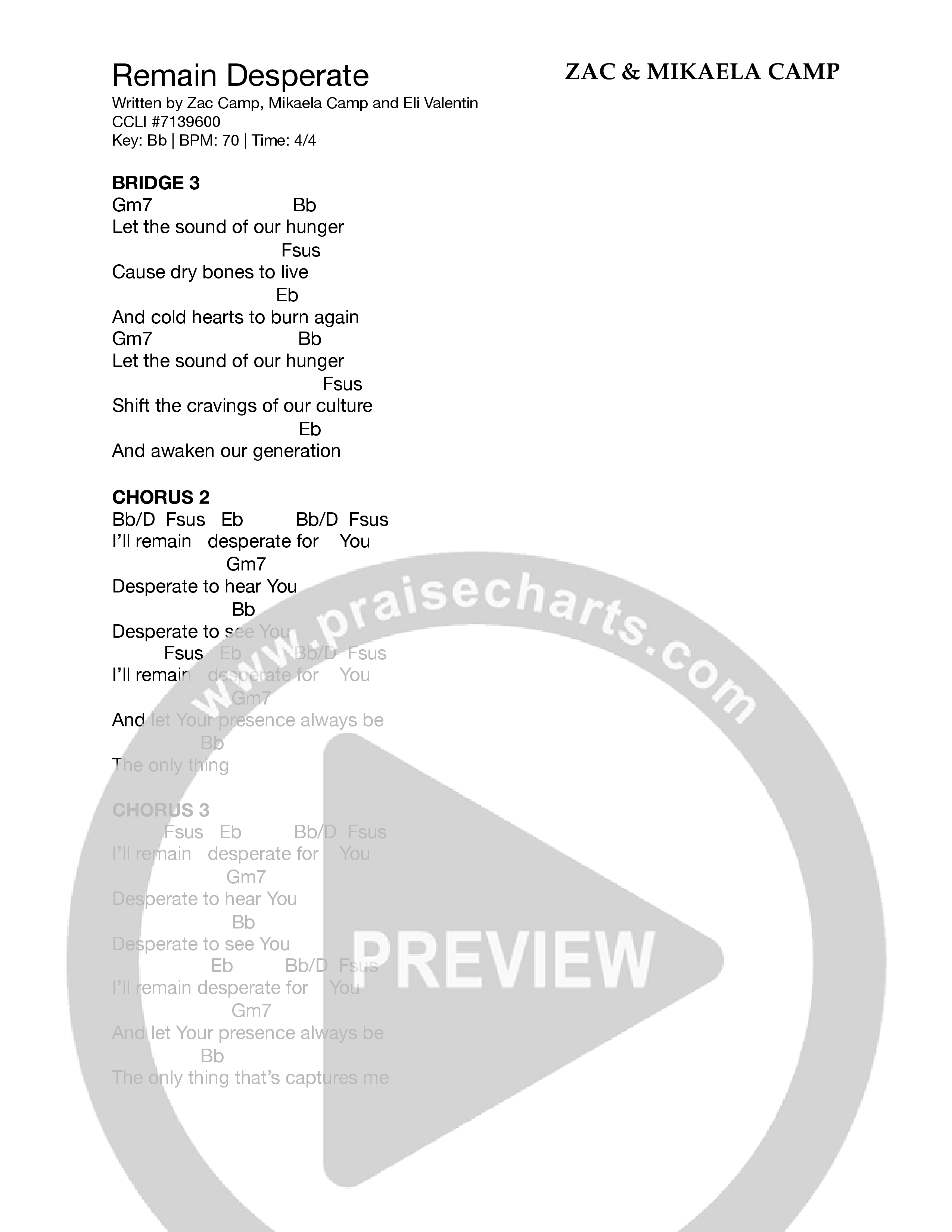 Remain Desperate Chord Chart (Zac & Mikaela Camp)