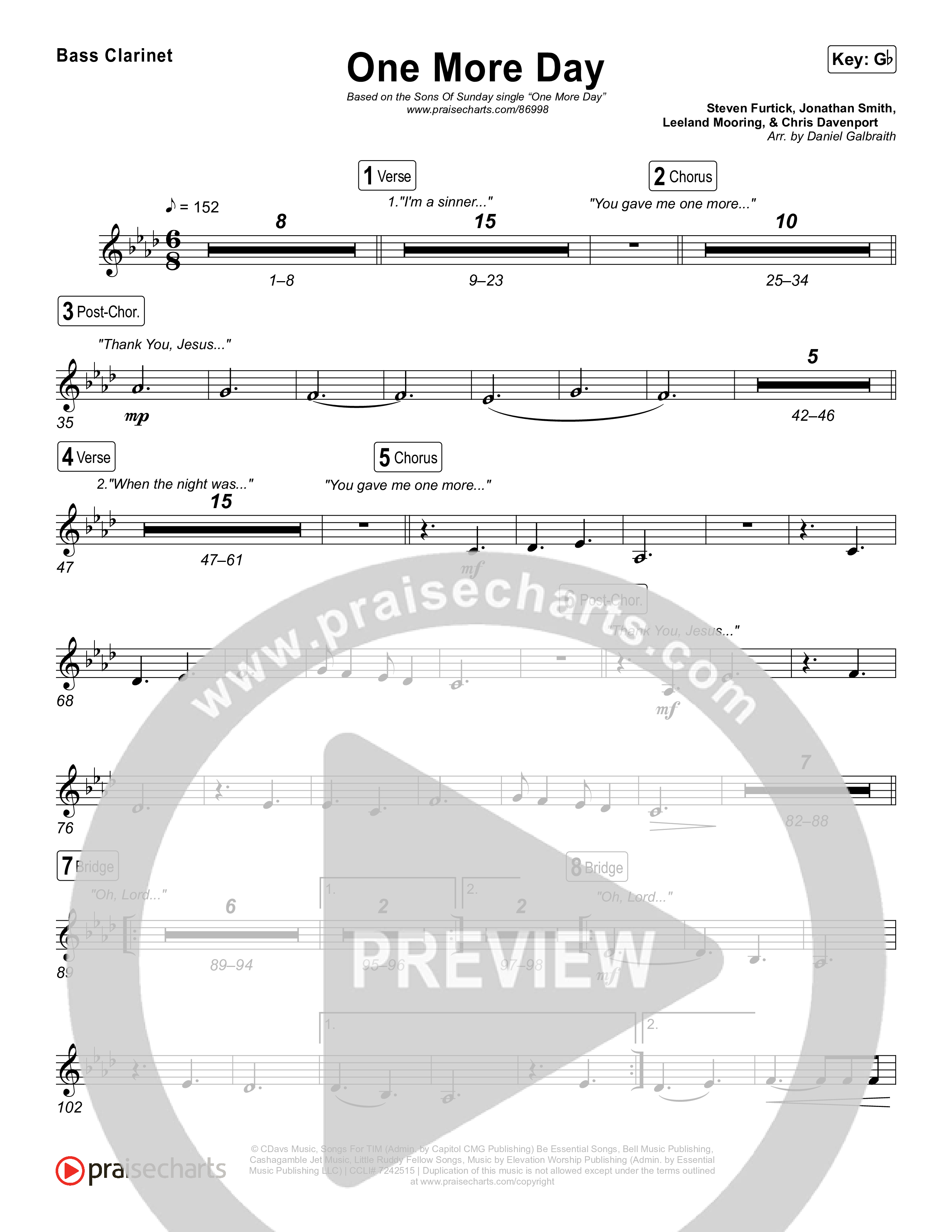 One More Day Bass Clarinet (Sons Of Sunday)